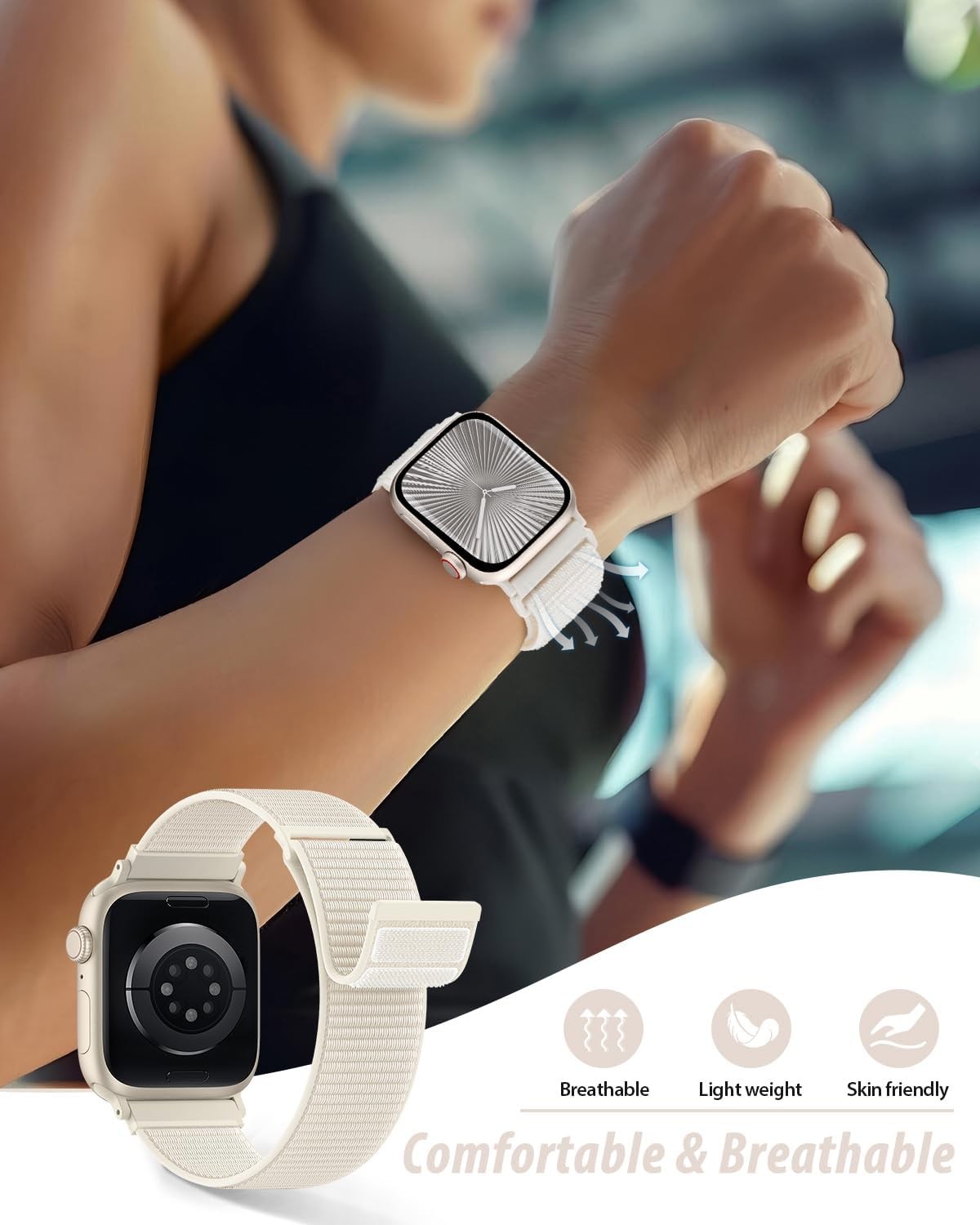 Nylon Loop Sport Strap Compatible with Apple Watch 38mm 40mm 41mm Breathable