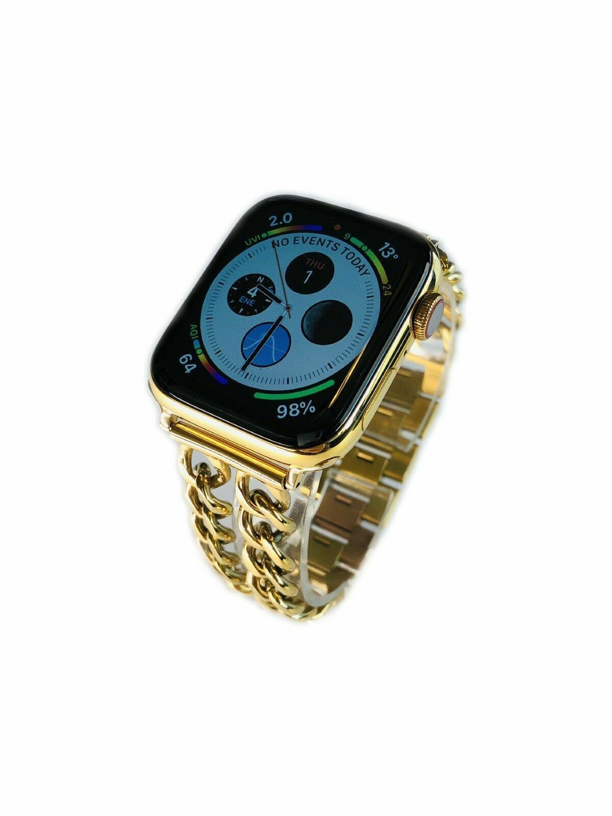 24K Gold Plated 44MM Apple Watch SERIES 4 Gold Links Band CUSTOM Free SB UNIQUE