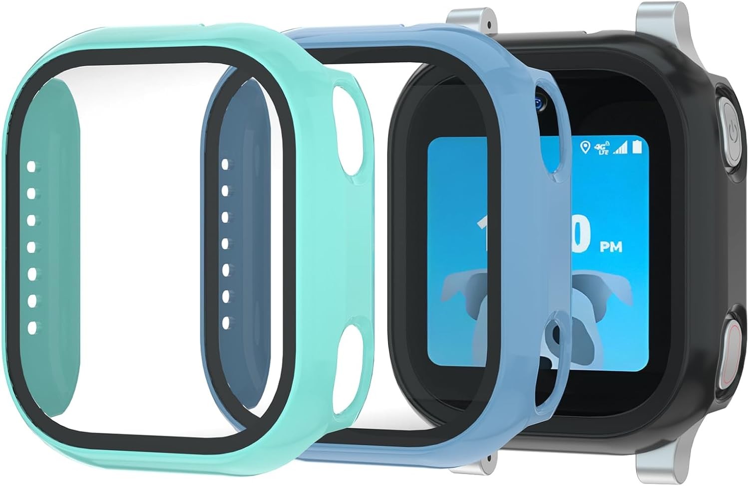 3 Pack Bumper Case For AT&T Amigo Jr Watch Scratch-Resistant Tempered Glass