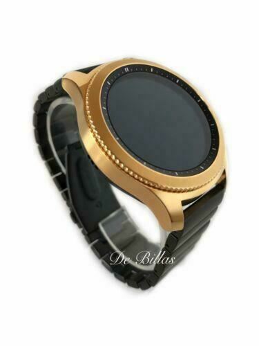 24K GOLD Plated Samsung Gear S3 Classic Smart Watch With Black Link Band CUSTOM