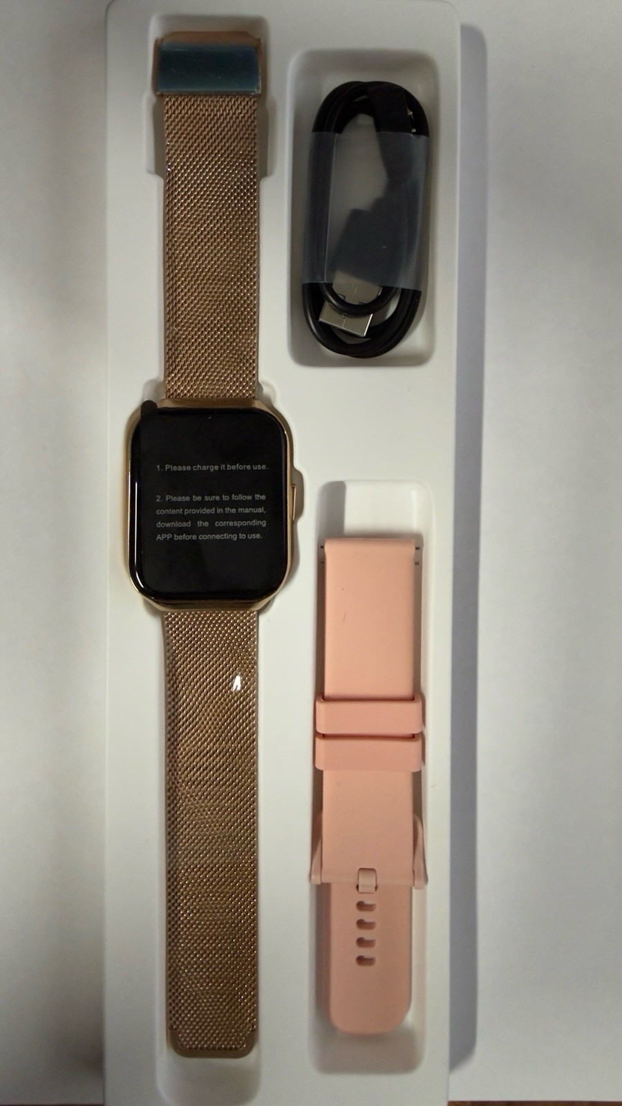 Buzz Tech P98 Smart Watch, 1.96-Inch LCD Touch Screen Rose Gold