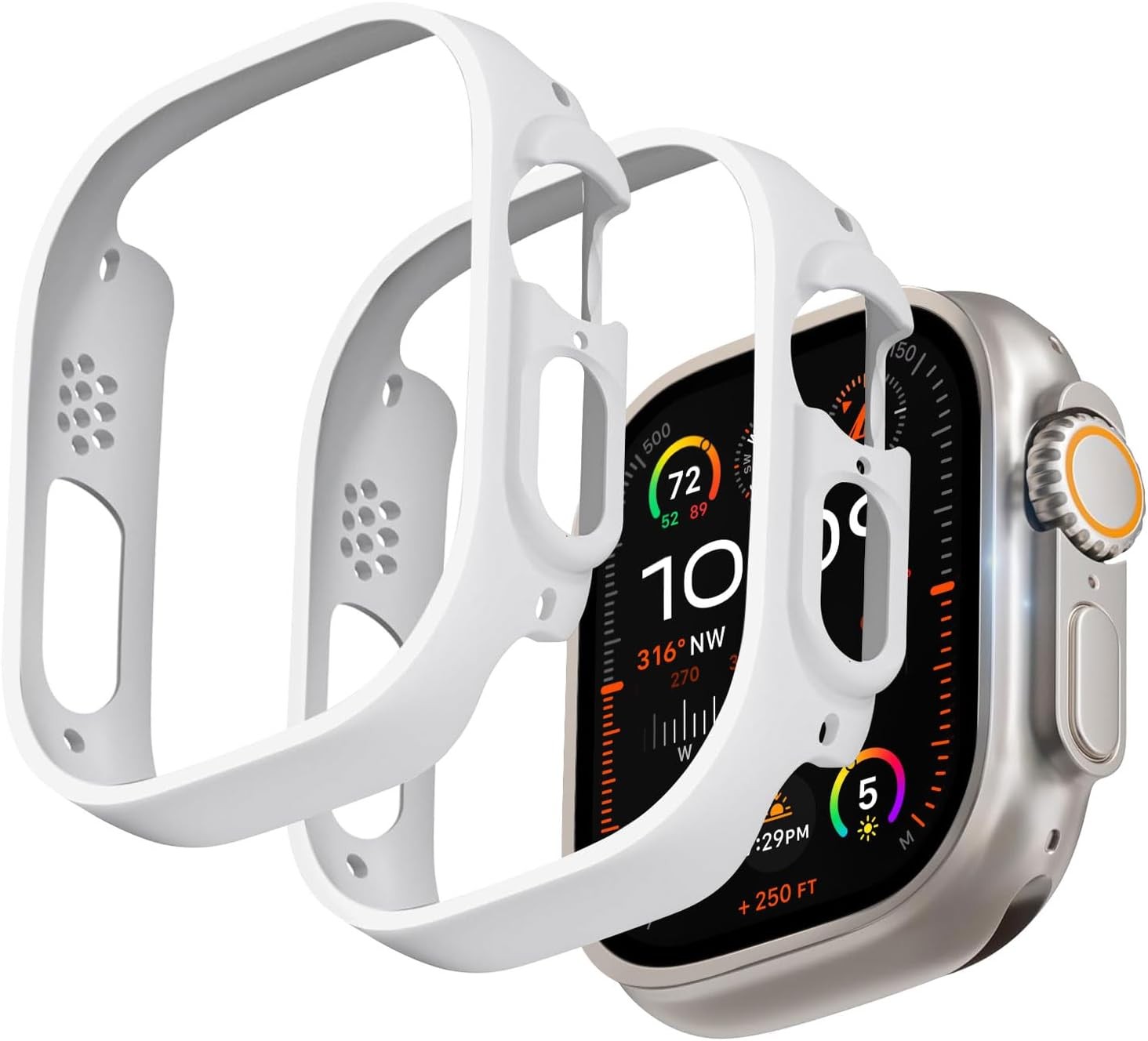 2 Pack Bumper Case for Apple Watch Ultra 49mm Slim Thin Shockproof Cover White
