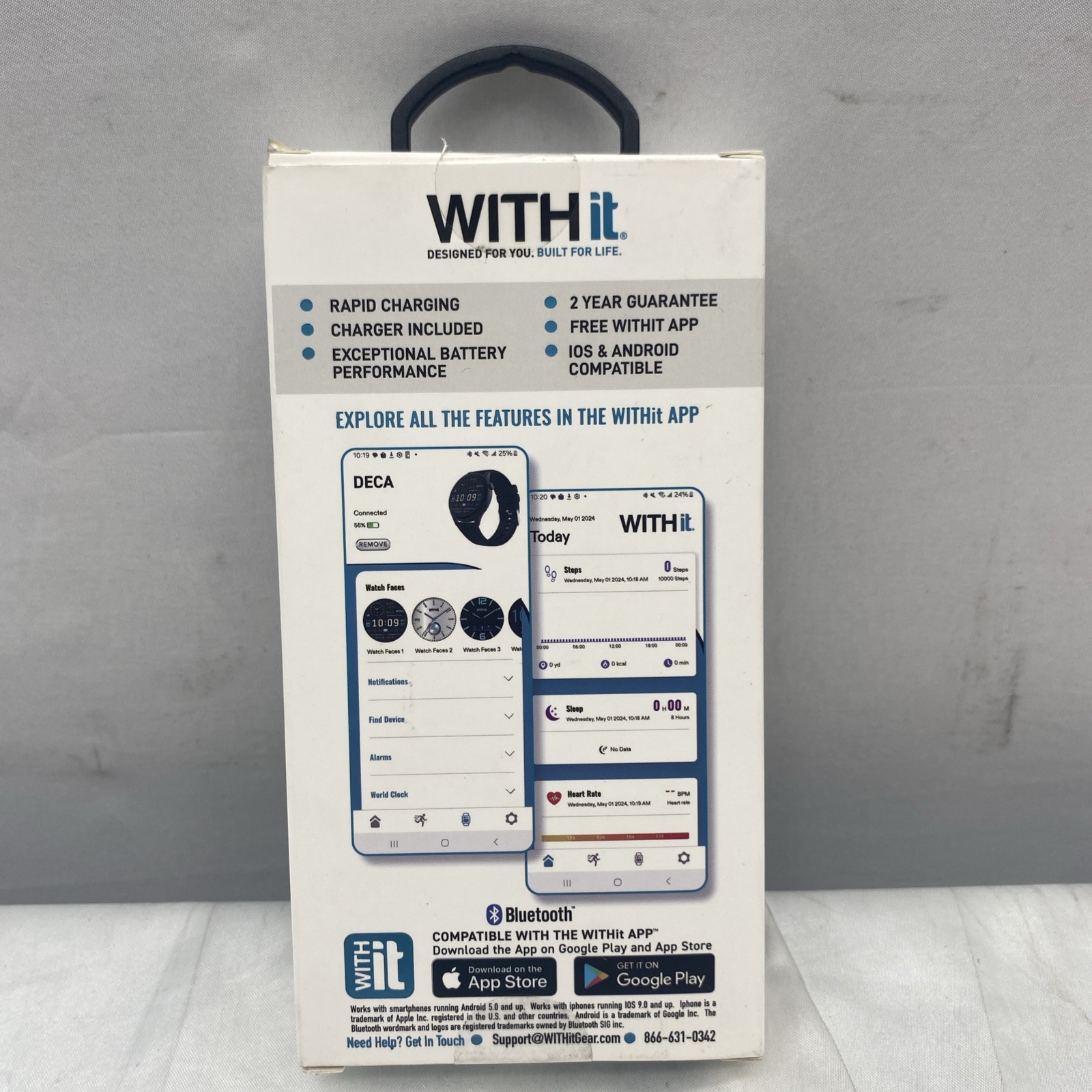 Withit Smartwatch Black Touchscreen Display NEW Amoled DECA