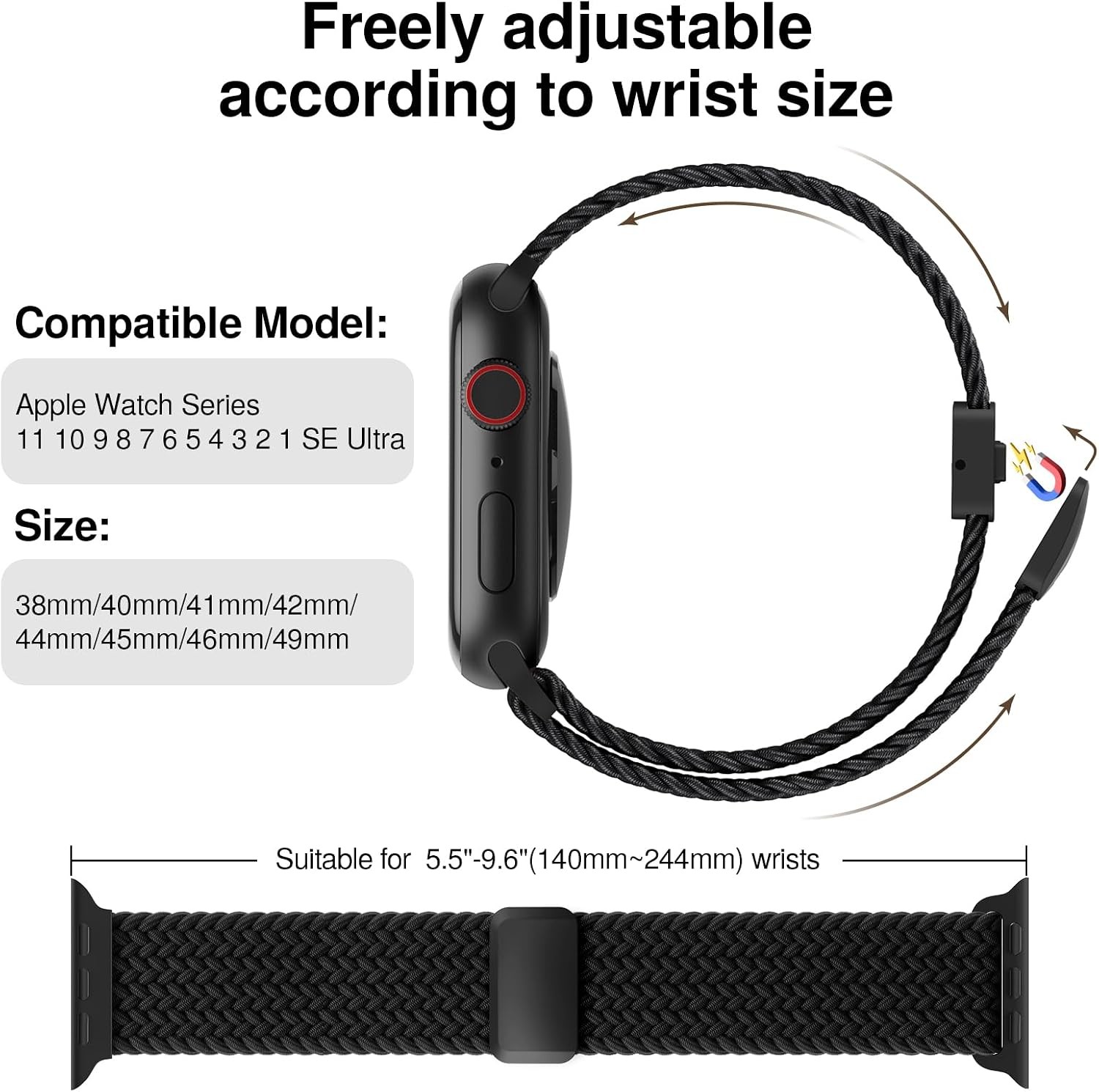 Case For Apple Watch 38mm 40mm 41mm 42mm 44mm 45mm 46mm 49mm Soft Nylon Strap