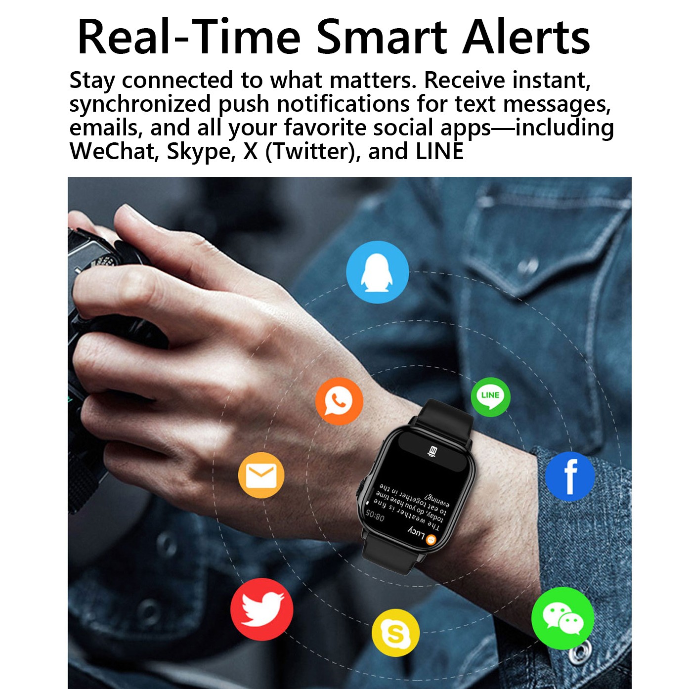 Smart Watch Health Fitness Tracker ChatGPT DeepSeek Bluetooth Call Body Temp NFC