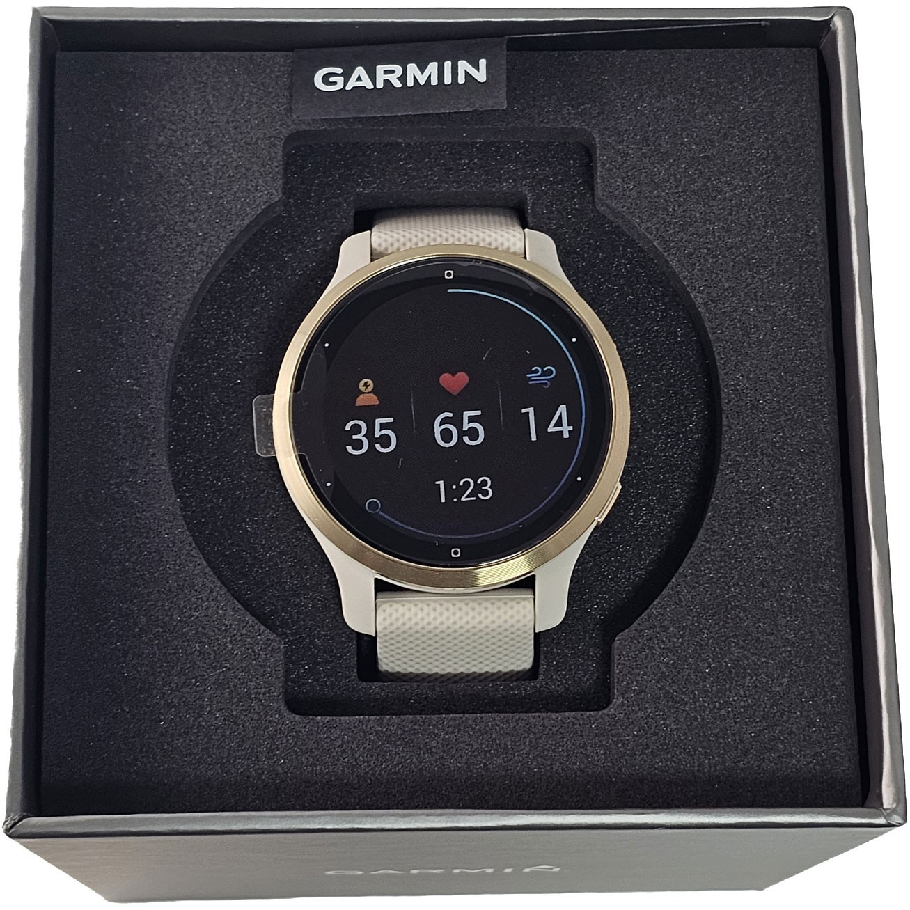 Garmin Venu 2S Smartwatch 010-02429-61 Light Sand/Light Gold New Unused