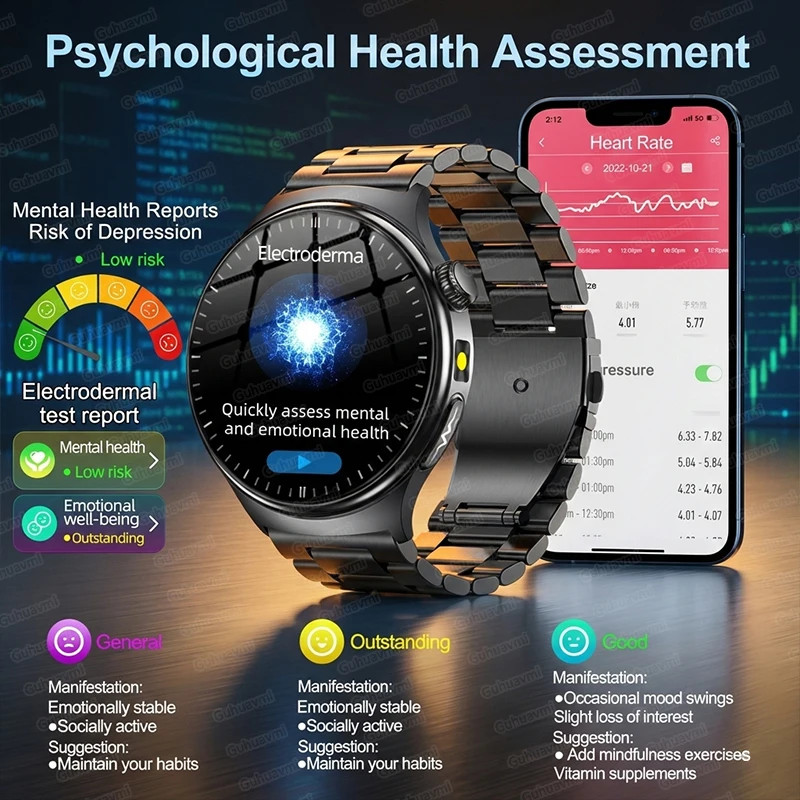 New Upgraded Heart Health Check Smart Watch Uric Acid Five Organ Examination Blo