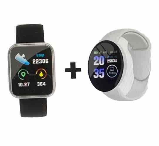 2Pcs Real Step Count Rechargeable Smart Watch Men & Women Fitness Watch