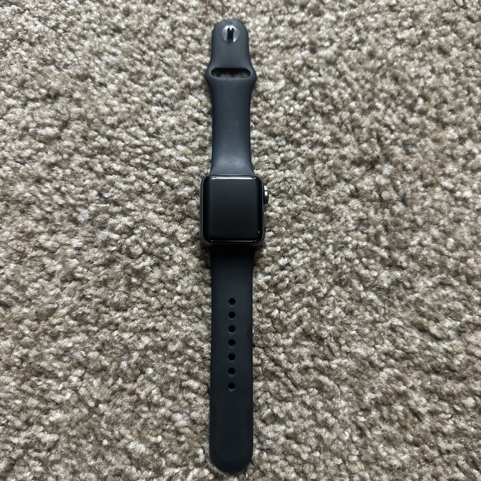 Apple Watch Series 3, 38mm, Space Gray With Black Silicone Wristband