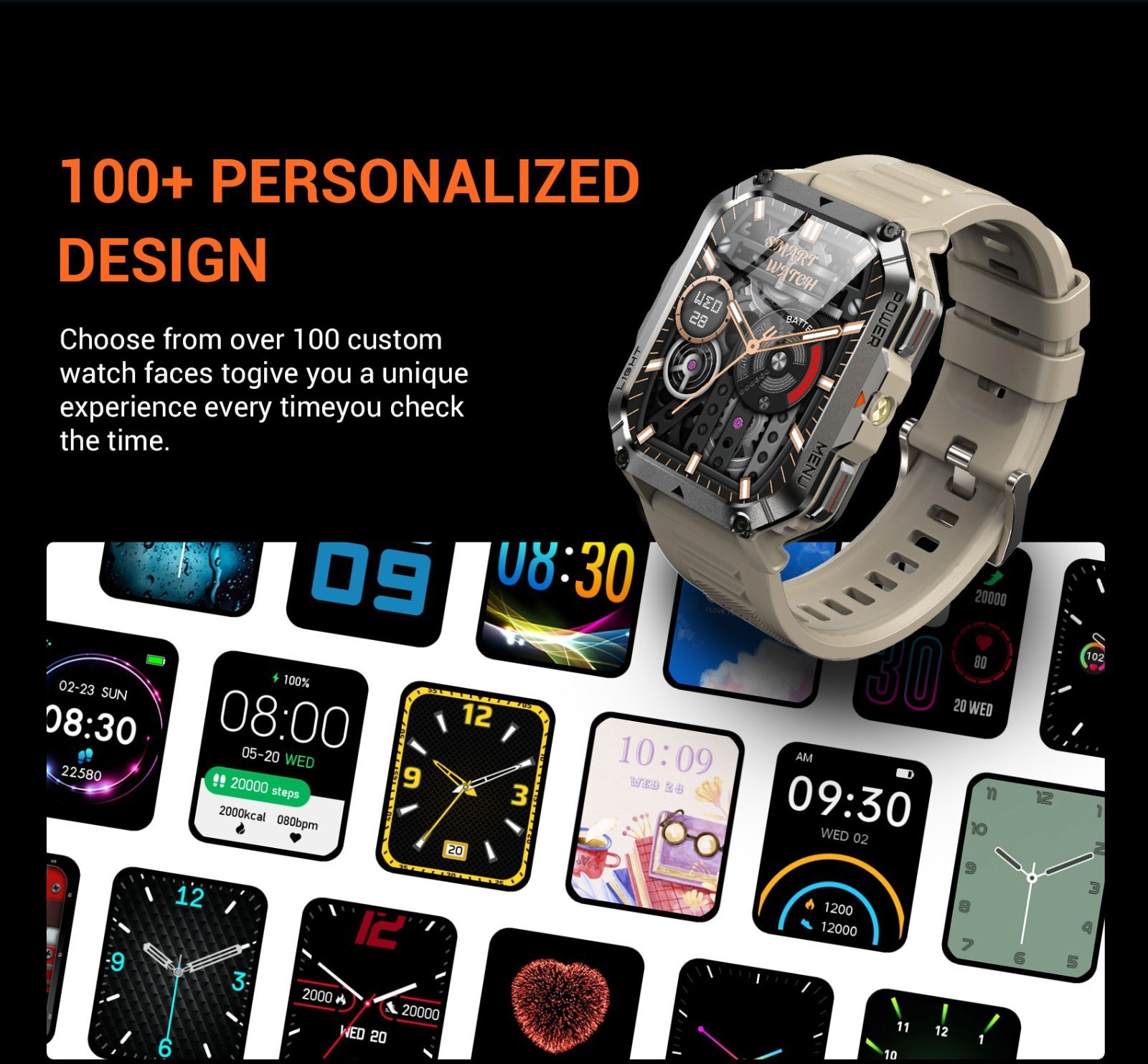 Military Smart Watch for Men(Answer/Dial Calls),100 Sports Modes,5ATM Waterproof