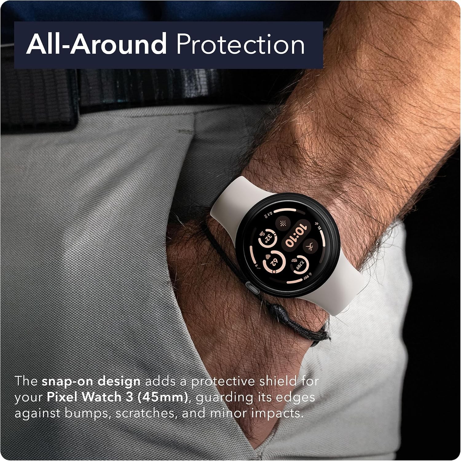 Ultra-Thin Rubber Protective Case for Google Pixel Watch 3 (45mm) – Black
