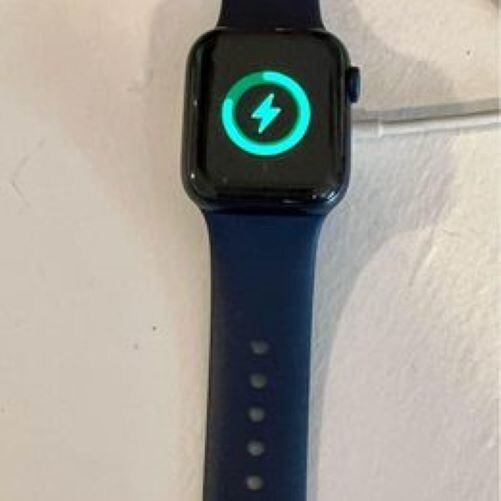 Apple Watch Series 6 40mm Blue Aluminum Case with Deep Navy Sport Band…