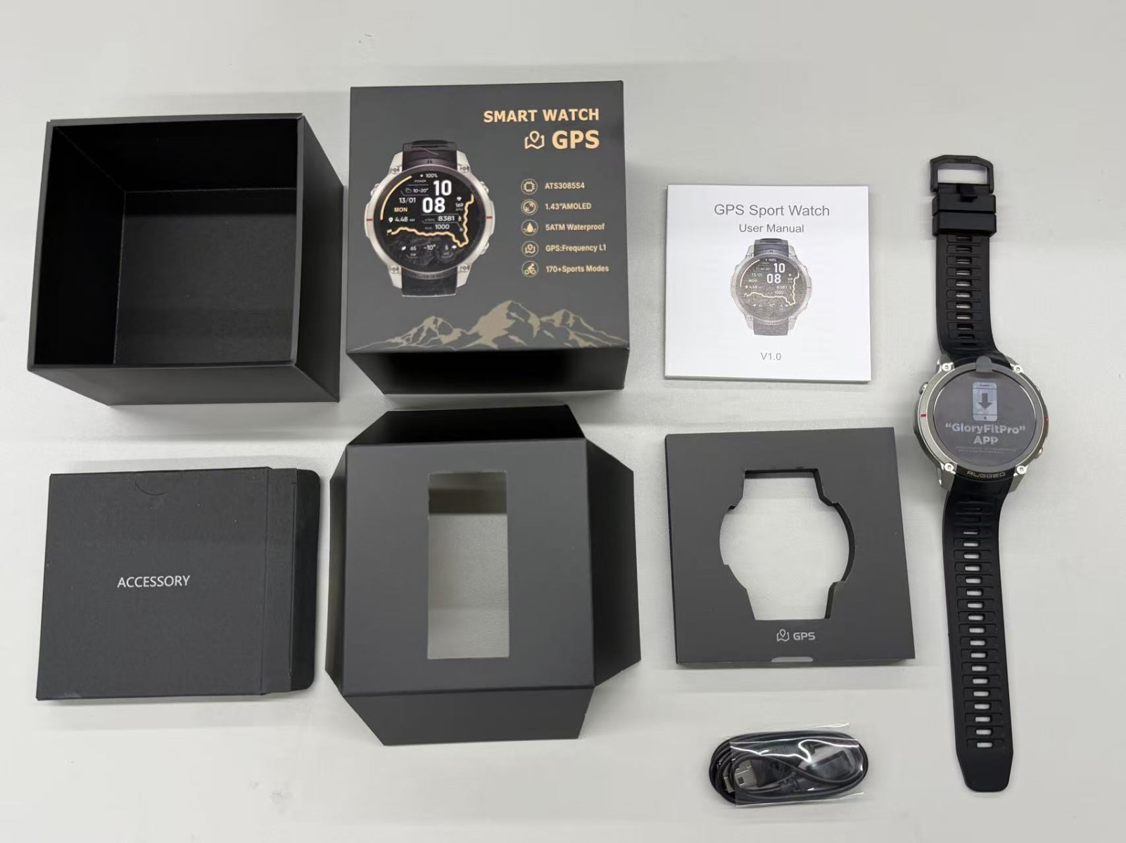 GPS Smartwatch Men 1.43″ AMOLED 5ATM Waterproof Bluetooth Fitness Tracker