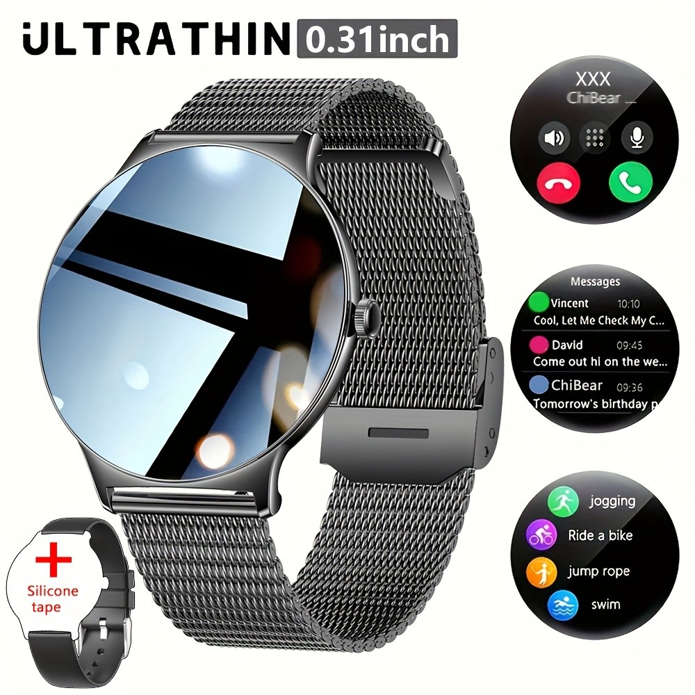 1.42″ Slim Smartwatch, Wrist Calls, Sports Modes, Waterproof, Health App