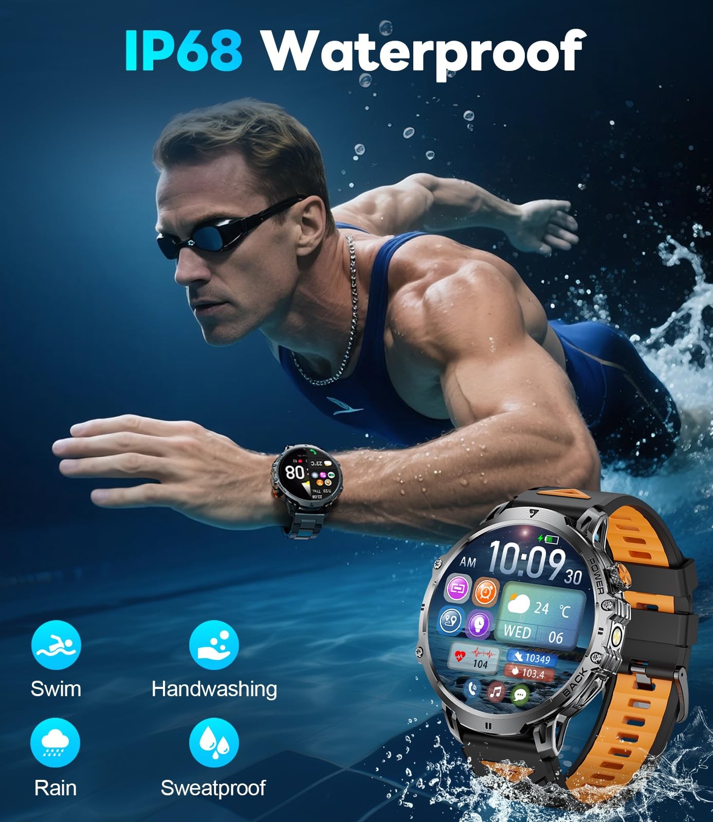 Lige Military Smart Watches For Men 1000 Mah Battery 1.85 Hd Touch Screen Smart