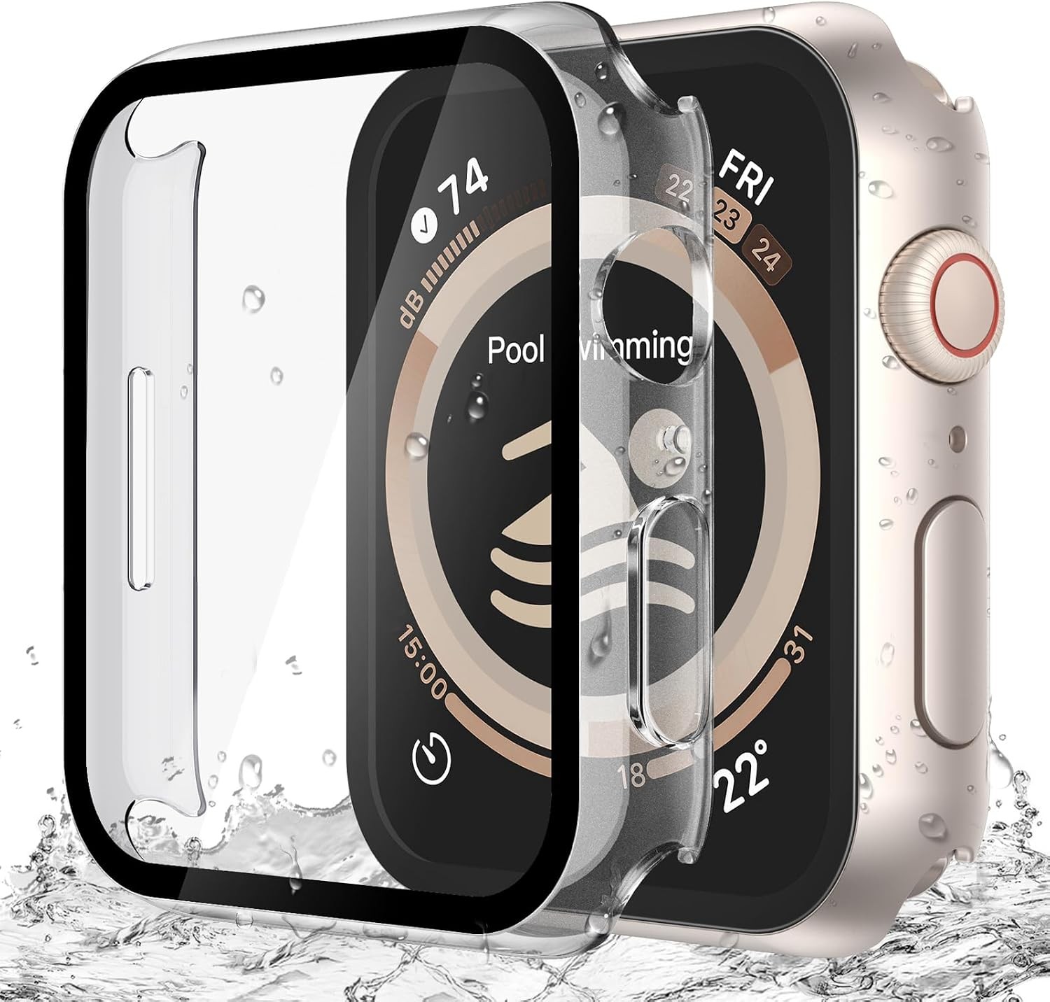 2 Pack Waterproof Case for Apple Watch SE 3 (2025) 40mm with Tempered Glass