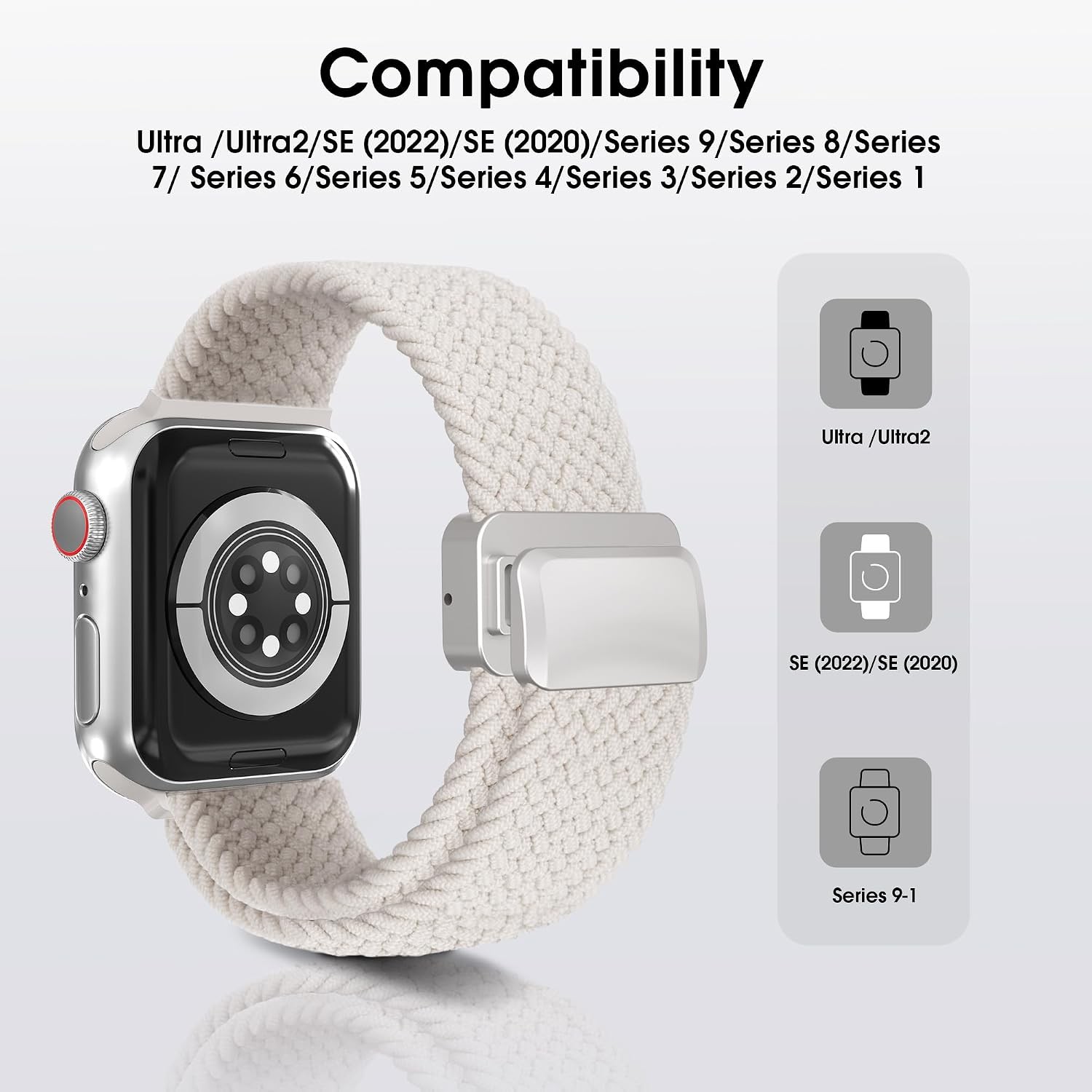 Adjustable Magnetic Stretchy Watch Band for Apple Watch 49mm 45mm 44mm 42mm