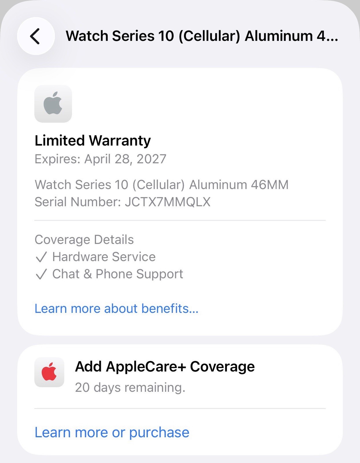 Apple Watch series 10 Black 46MM Cellular Unlocked With Apple Care Till 2027