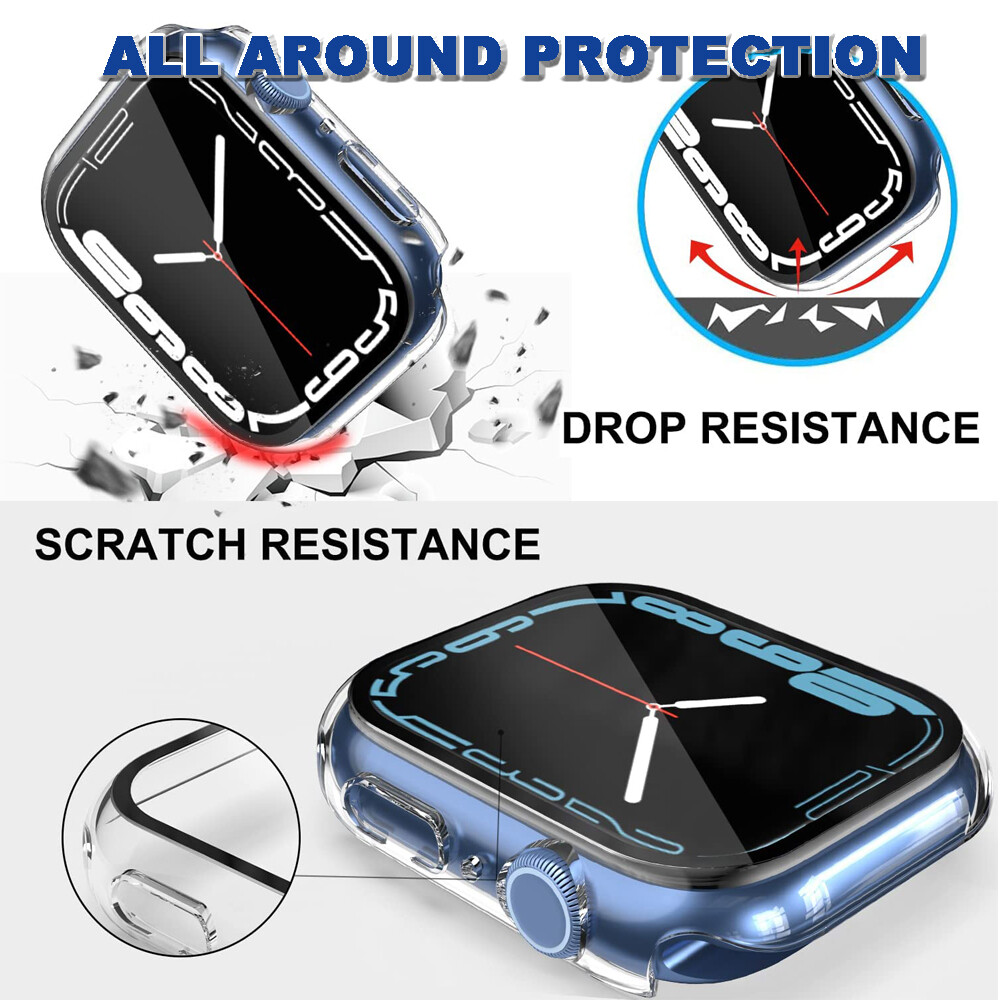 2Pcs Snap On Protective Case Cover Glass Screen Protector F Apple Watch 41/45MM