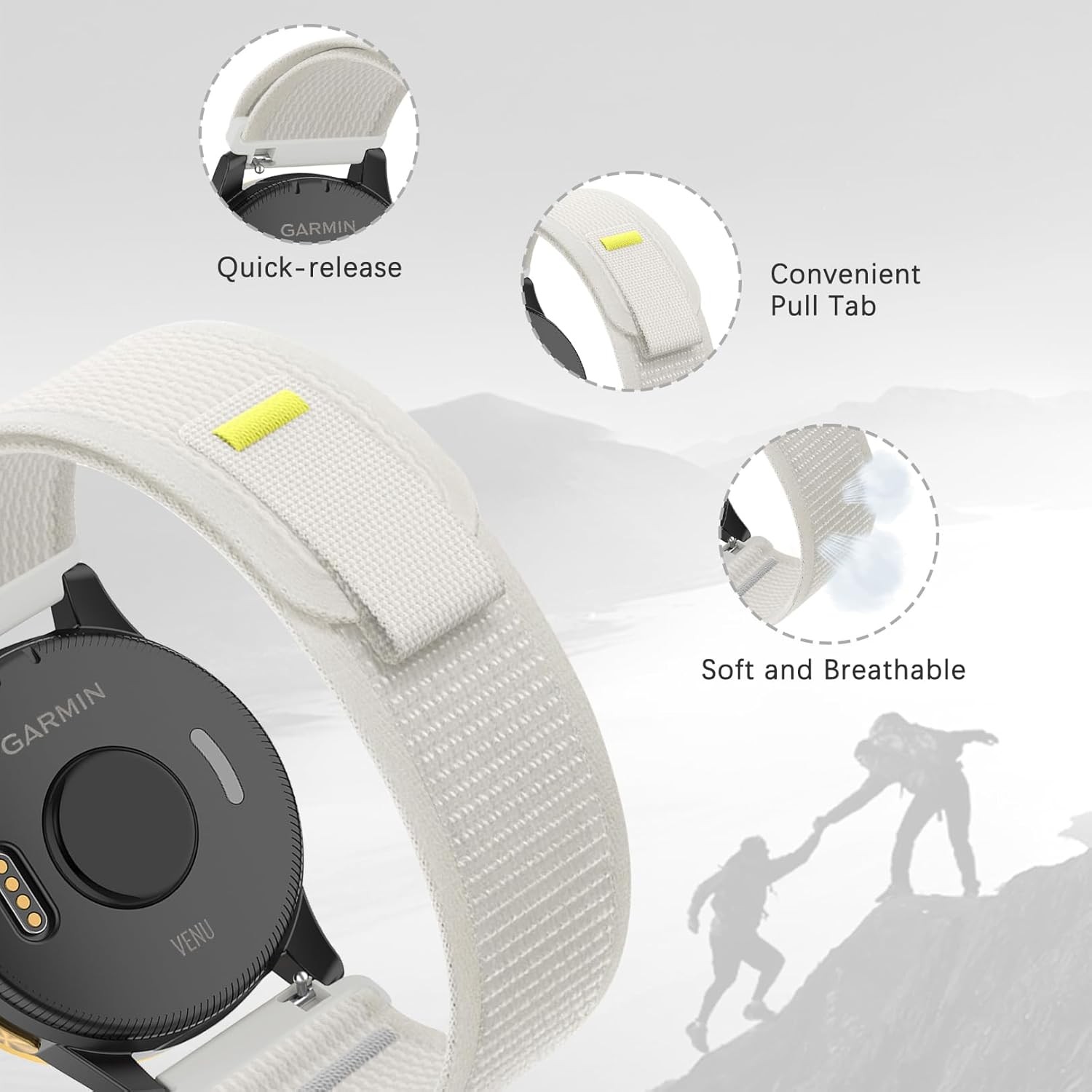 Nylon Strap Compatible with Garmin Venu 3S 41mm Soft Breathable Quick Release