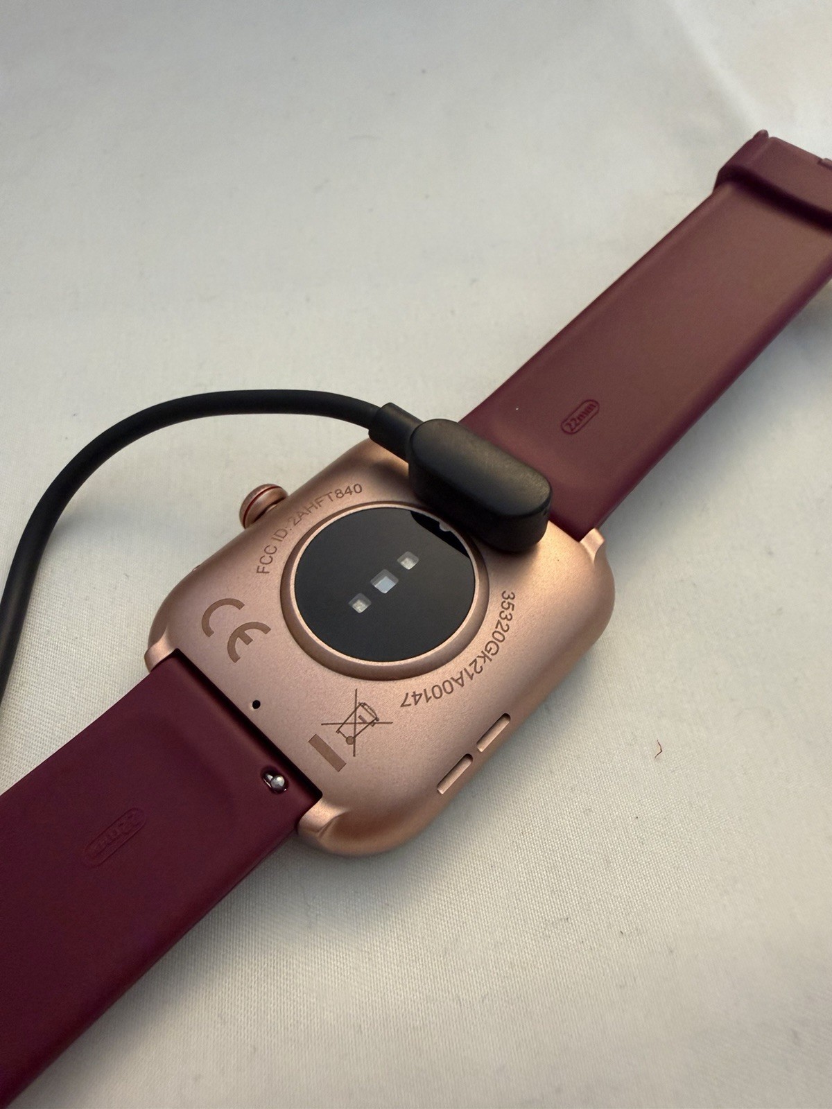 Smart Watch IDW20, Maroon Silicone Band 1.91″ HR Bluetooth 22mm, only one left