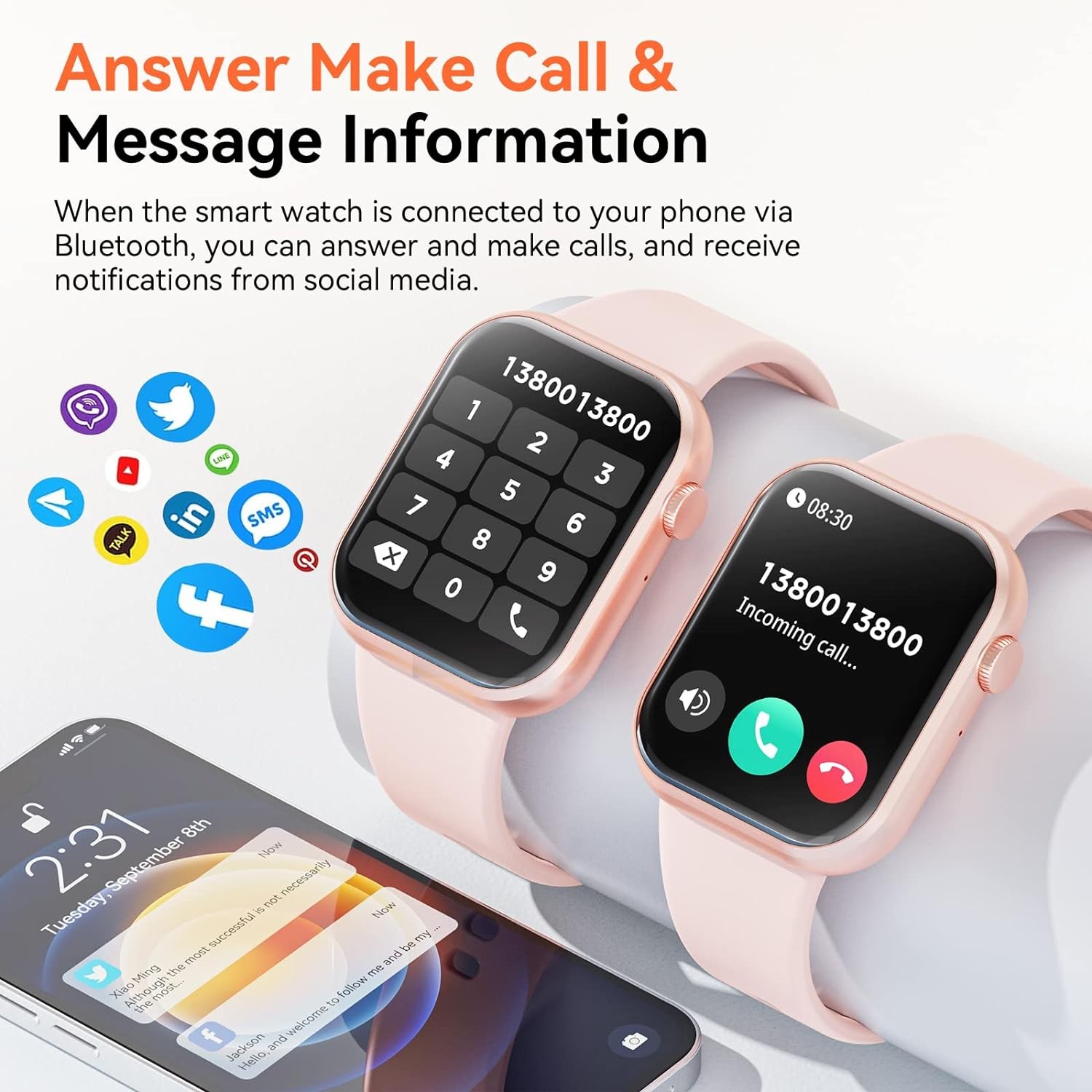 Hwagol 1.85 Inch Voice Assistant Smart Watch Fitness