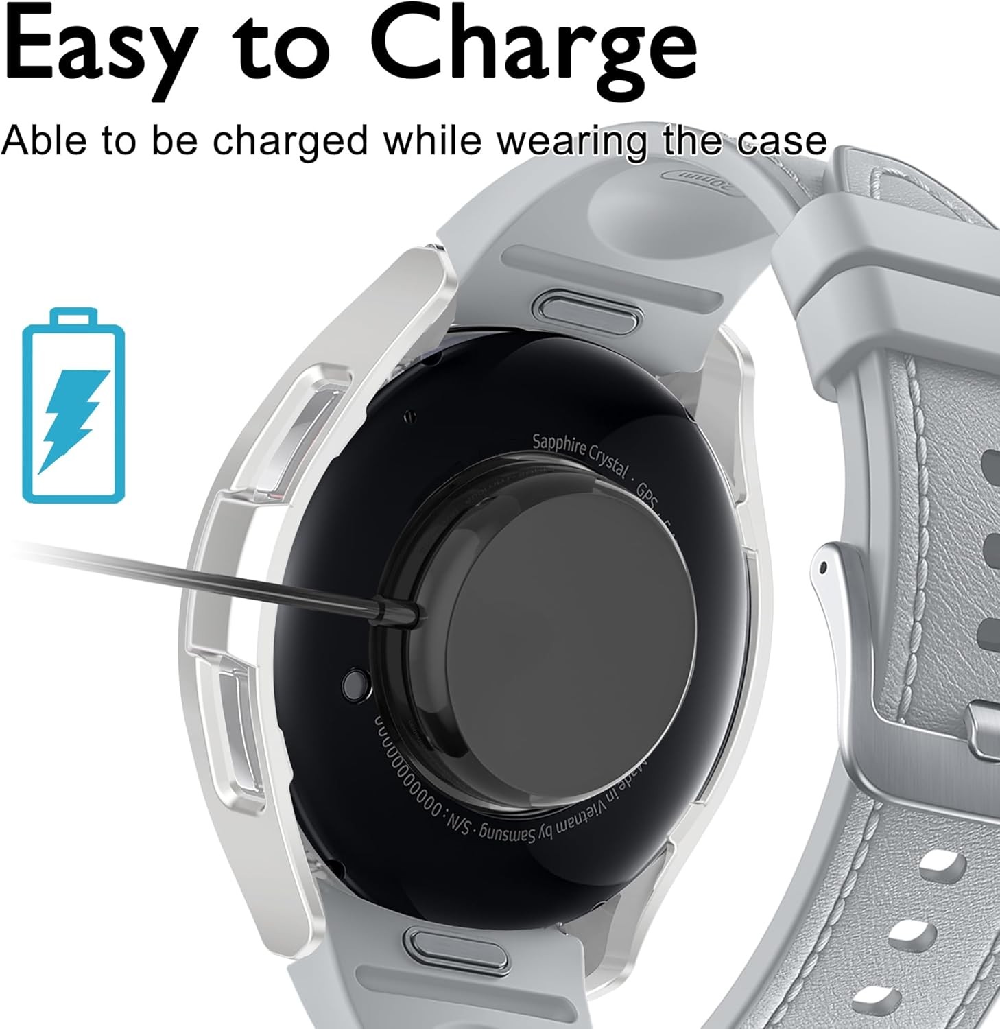 2 in 1 Bling Case for Samsung Galaxy Watch 6 Classic 47mm, PC Protective Bumper