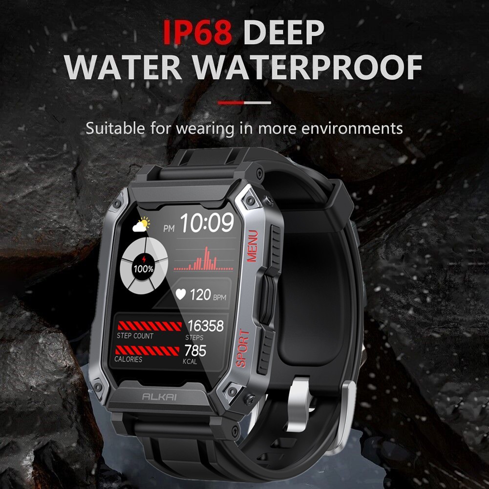 2.02″ Smart Watch For Men 5ATM Waterproof Military Sport Watch For Android iOS