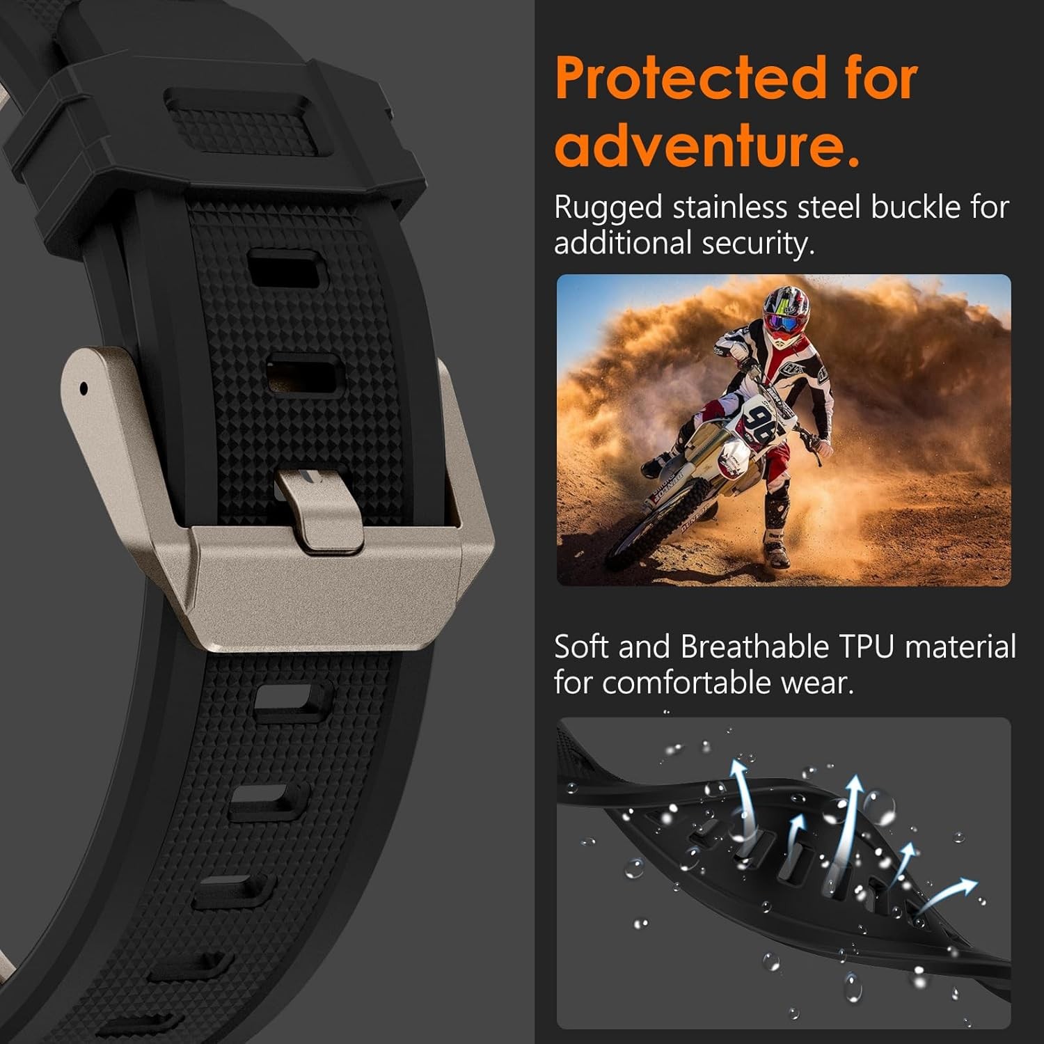 Silicone Rubber Strap Compatible with Apple Watch Ultra 49mm Series 11 10