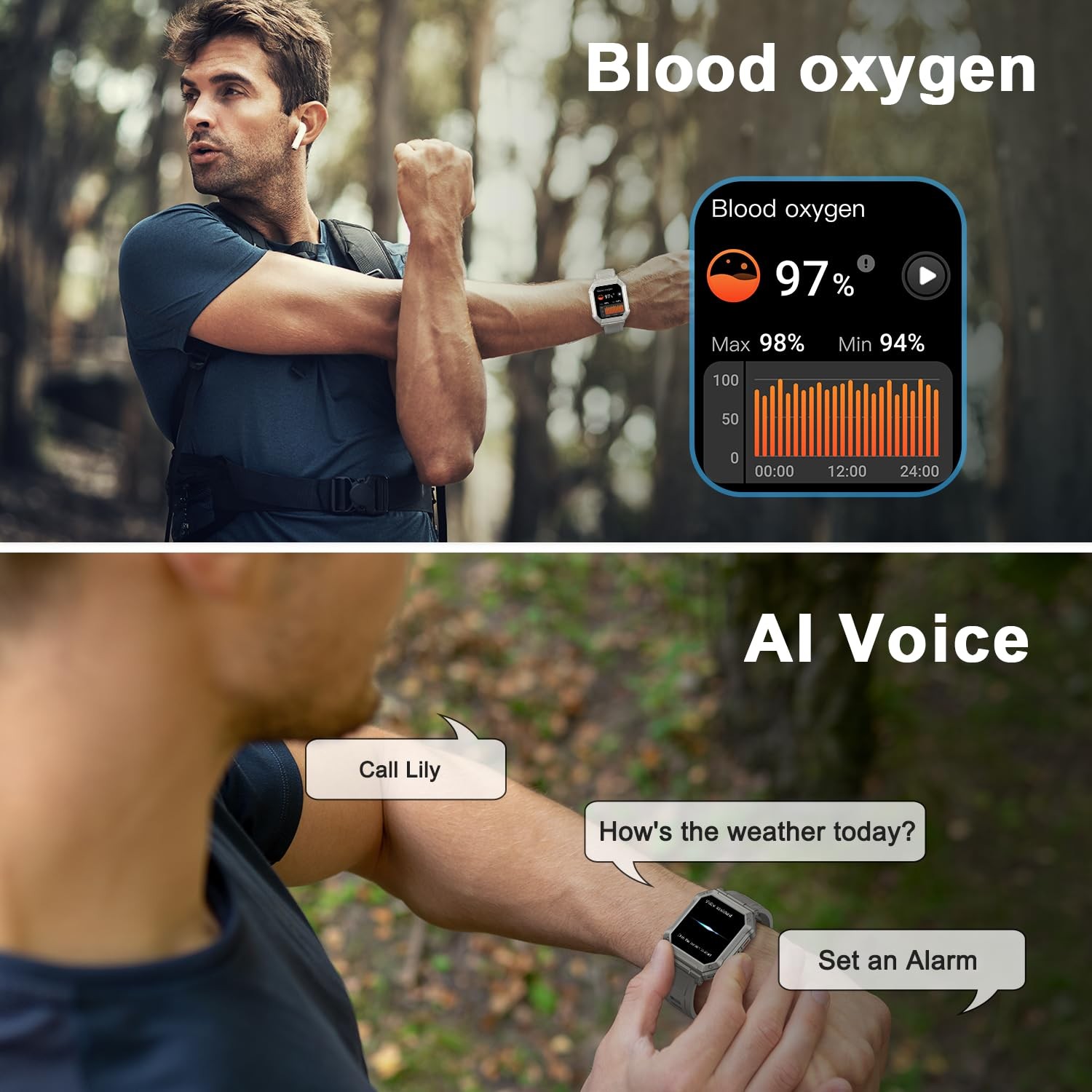 Kimeag Smart Watch Men Fitness Tracker Military Smart Watches Men Digital Mens