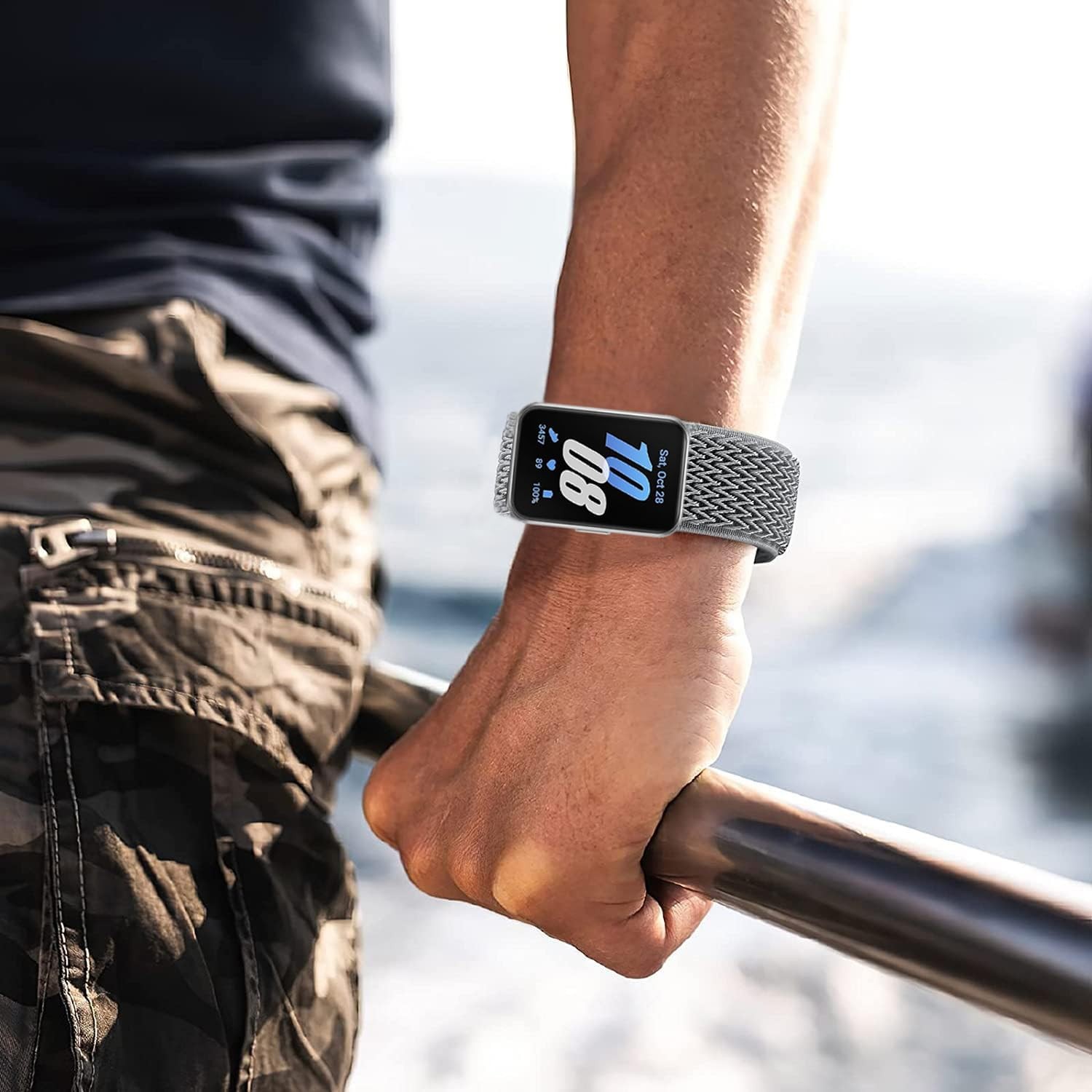 Elastic Nylon Strap Compatible with Samsung Galaxy Fit 3, Breathable