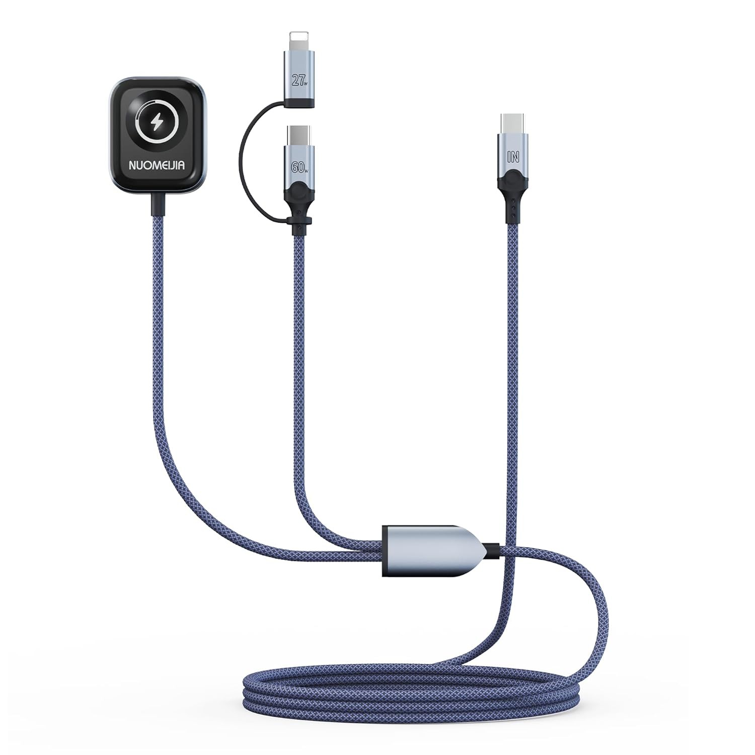3-in-1 Charging Cable for Apple Watch, 60W PD Fast Charging for iPhone, iPad, Bl