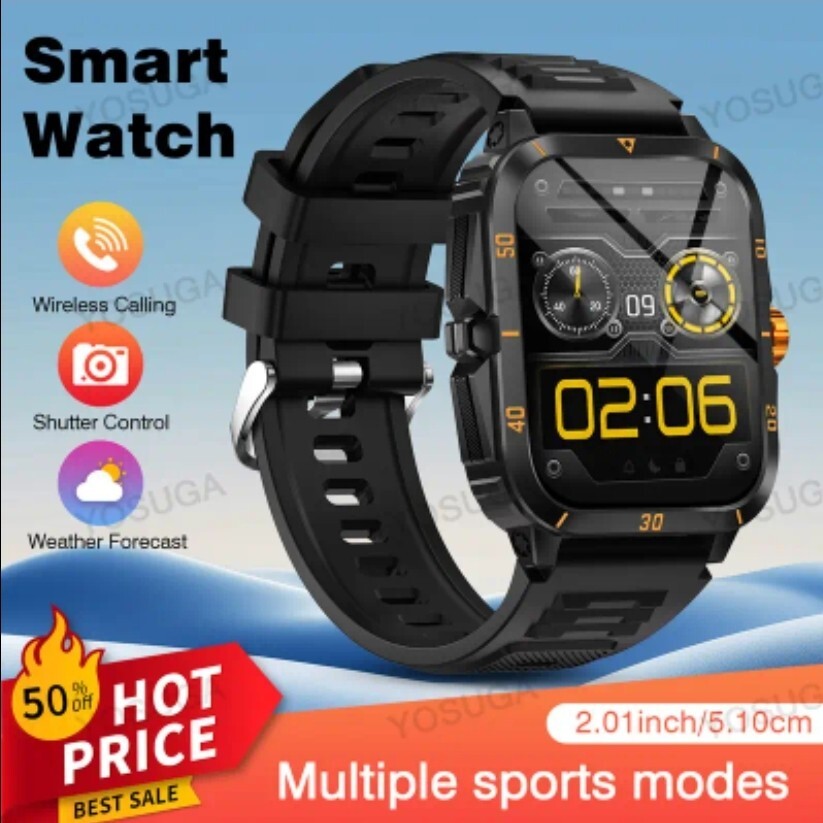 Military Smart Watch for Men(Answer/Make Calls) Rugged Tactical Fitness Tracker