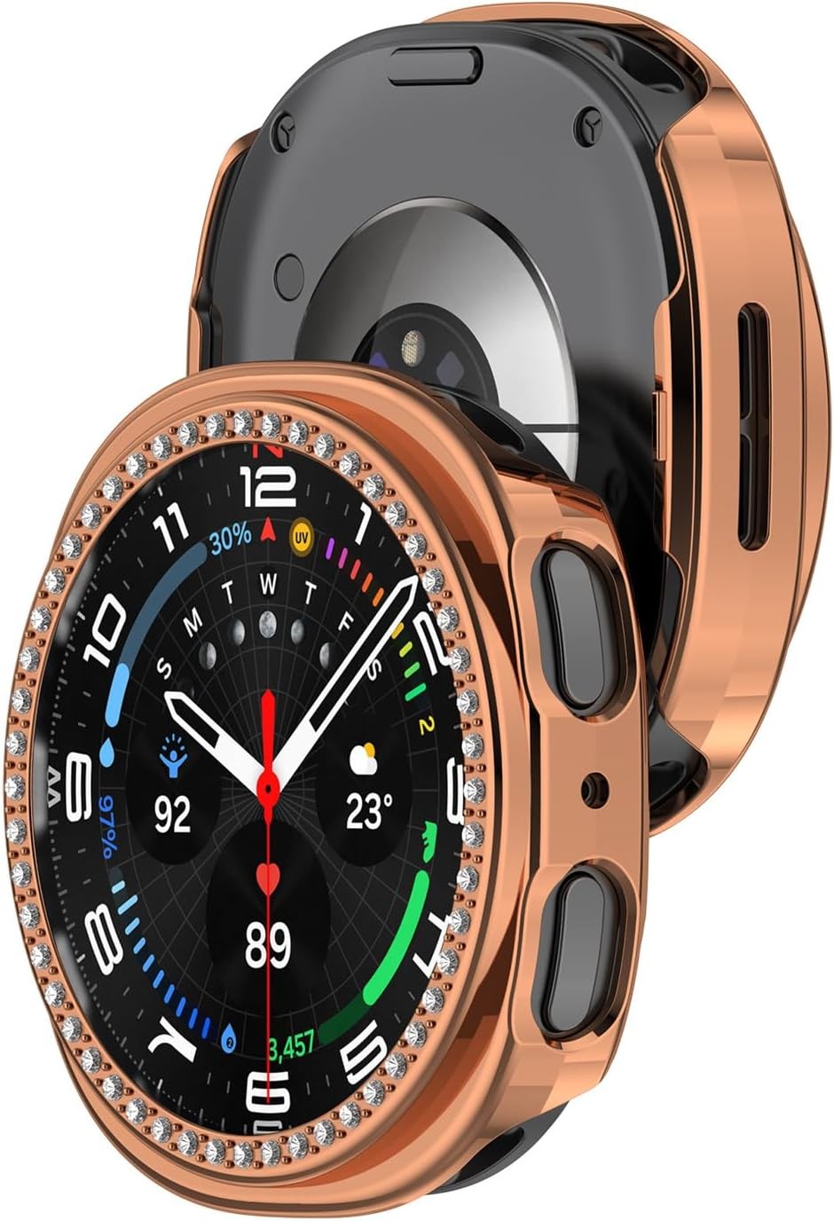 Bling Frame Protective Case for Galaxy Watch 8 40mm, 2 Packs, Rose Gold/Colorful