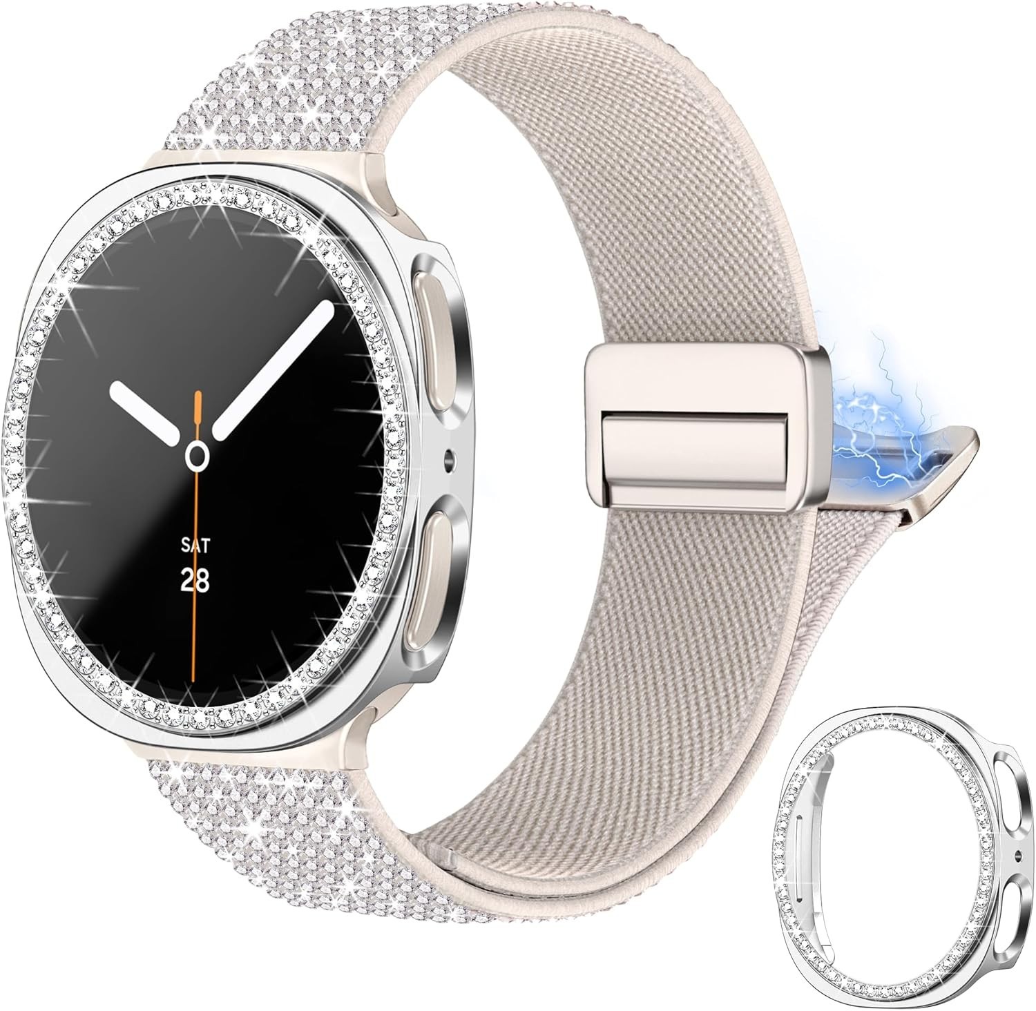 Samsung Galaxy Watch 8 40mm Bling Band with Protective Case for Women