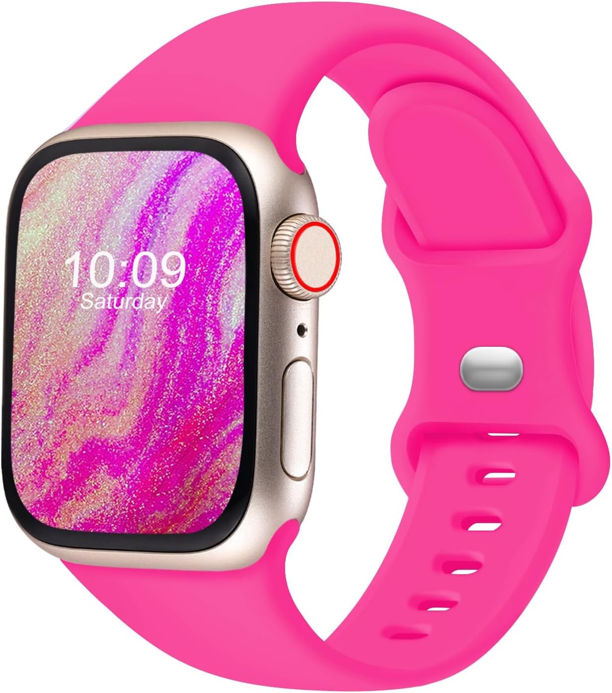 Soft Silicone Strap Compatible with Apple Watch Series 11 41mm Hot Pink