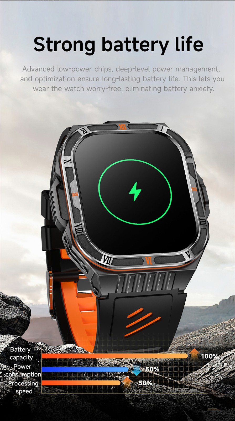 Military Smart Watch For Men Outdoor Compass Flashlight Sport Fitness Smartwatch