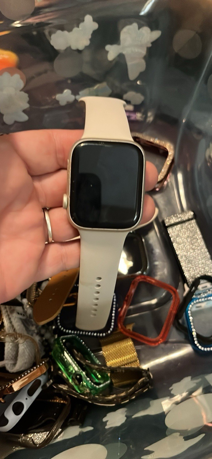 Apple Watch Series 8 Starlight Case with 45mm Fluoroelastomer Starlight Band