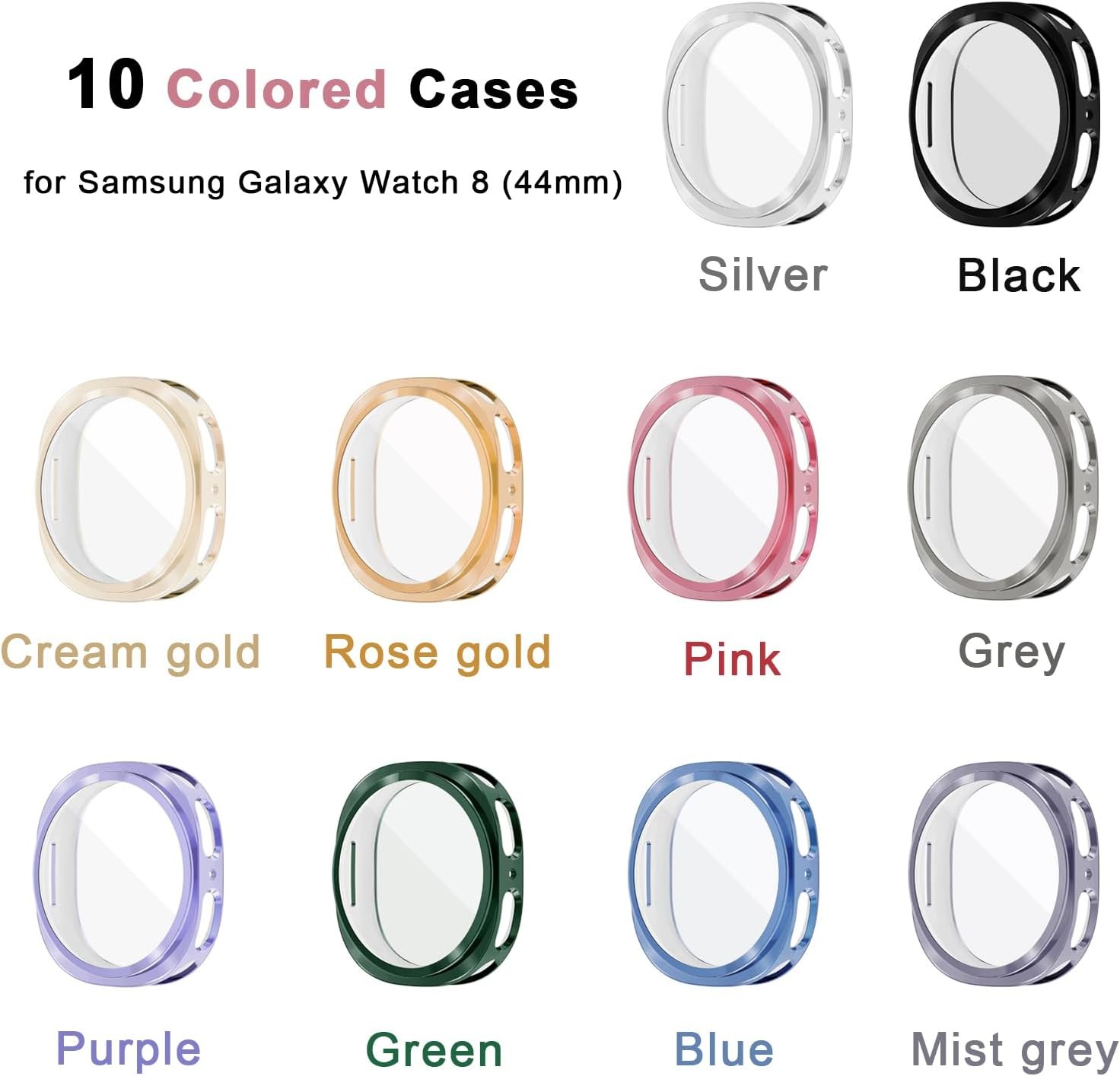 10 Colorful Flexible Bumper Screen Protector Cases for Samsung Galaxy Watch 8 44