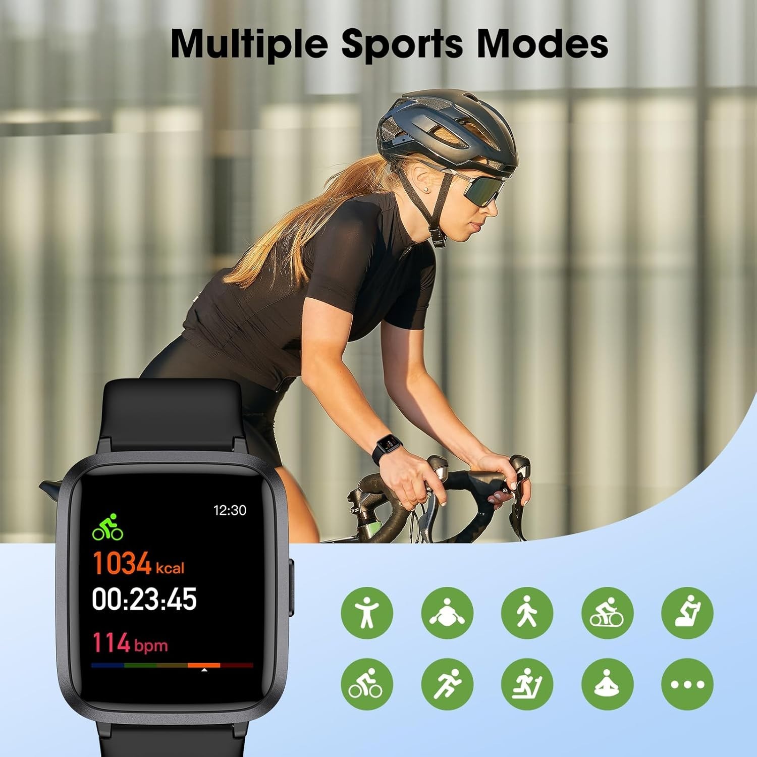 Stylish Fitness Watch: Waterproof Tracker with Notifications & Multi-Sport