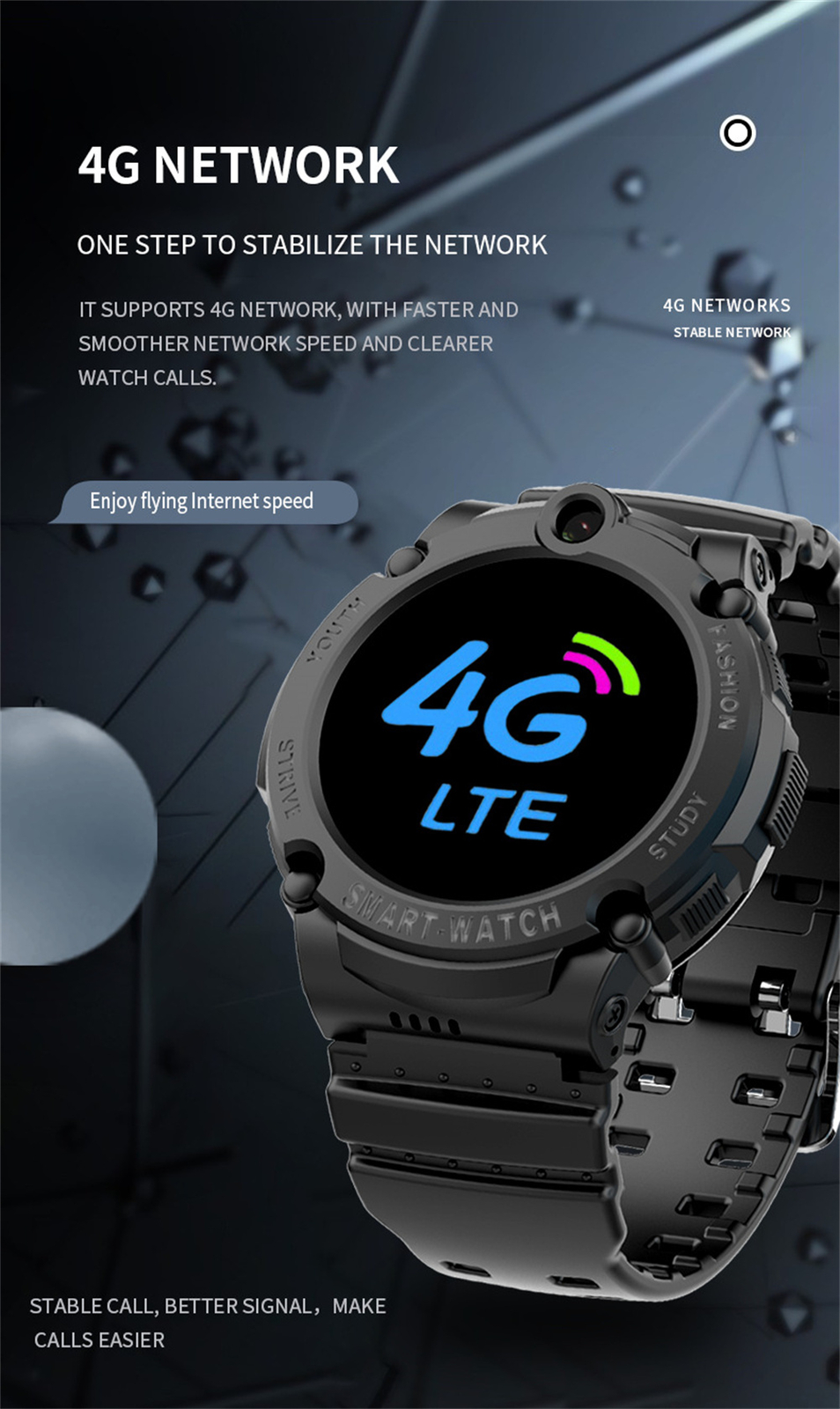 Kids Phone Watch Smartwatch 4G SOS Call Waterproof Children Wrist Watch Camera