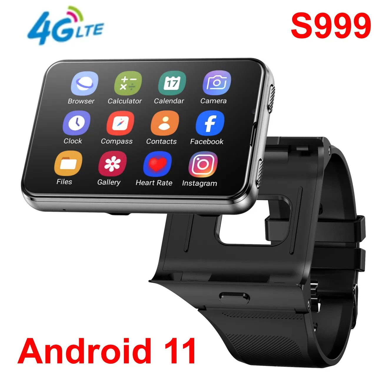 S999 4G Android Smart Watch Phone 2.88” Touch Screen Dual Camera 4GB+64GB GPS Wi