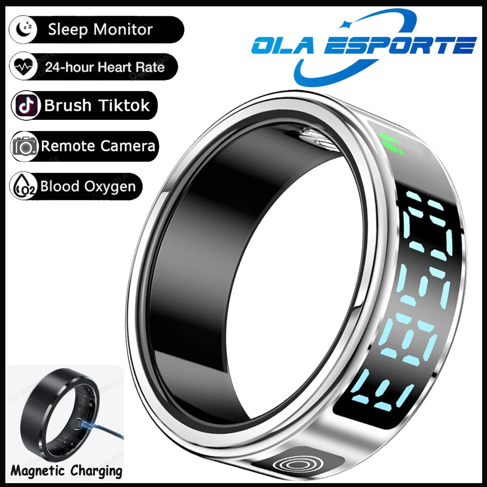 Display Screen Smart Ring Bluetooth Connection Heart Rate Sleep Monitoring Multi