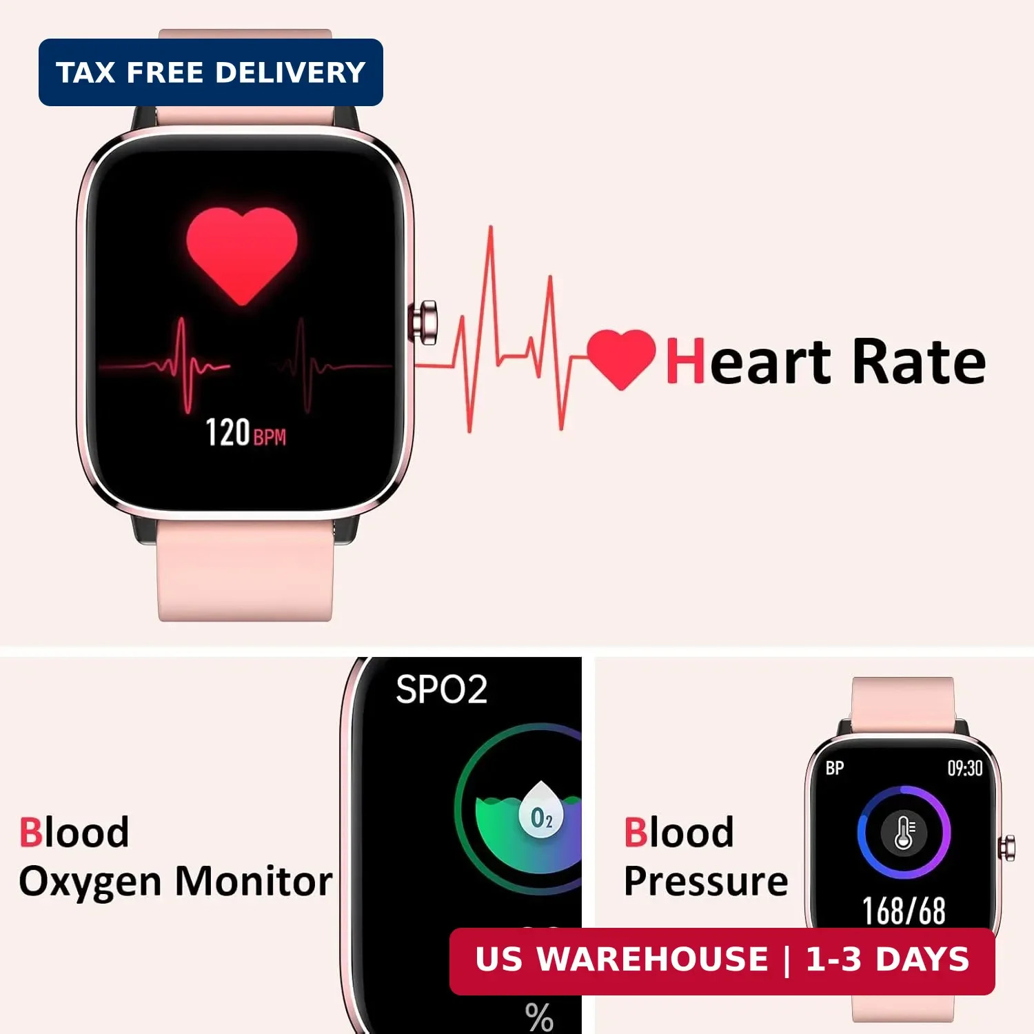 Smartwatch for Women – Call, Fitness Tracker, Heart Rate & Sleep Monitor, 1.69″