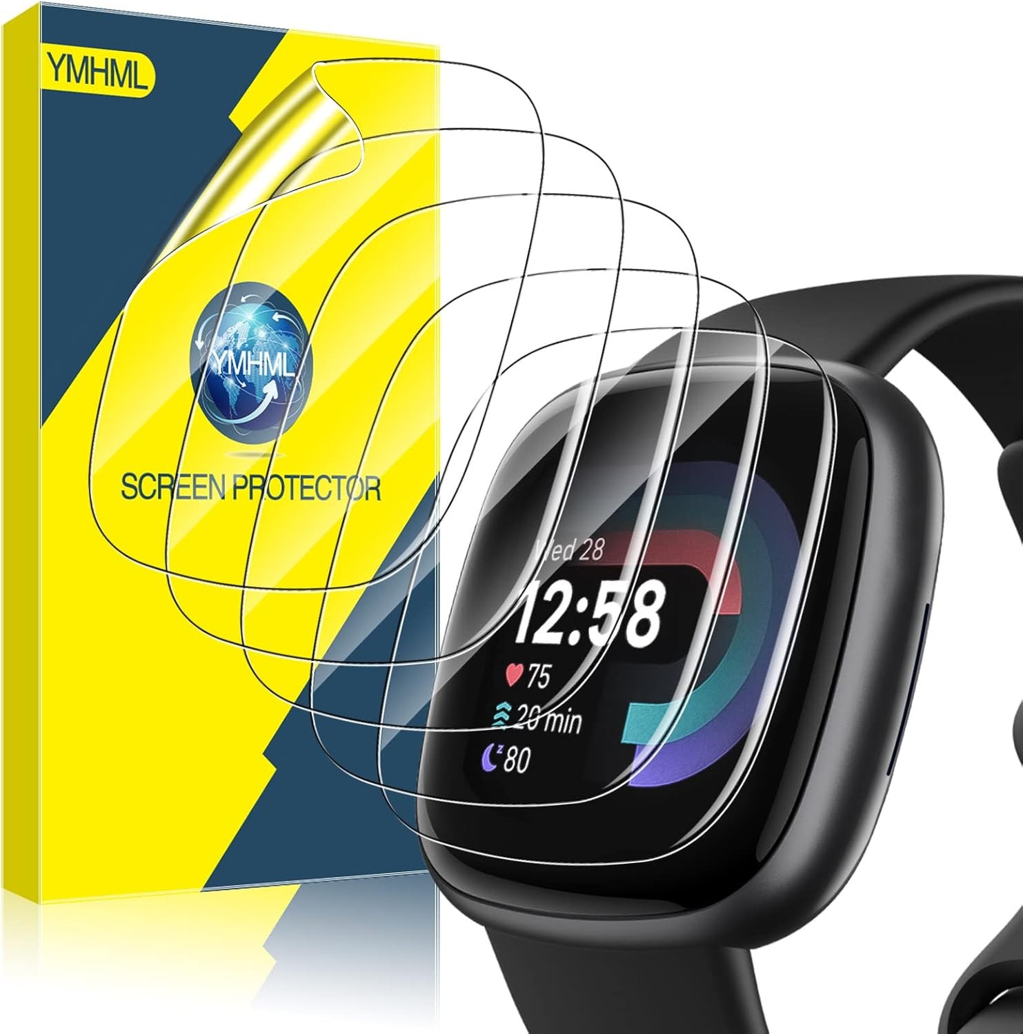 6 Pack Soft HD Clear Screen Protector for Fitbit Versa 4 / Versa 3 & Sense 2