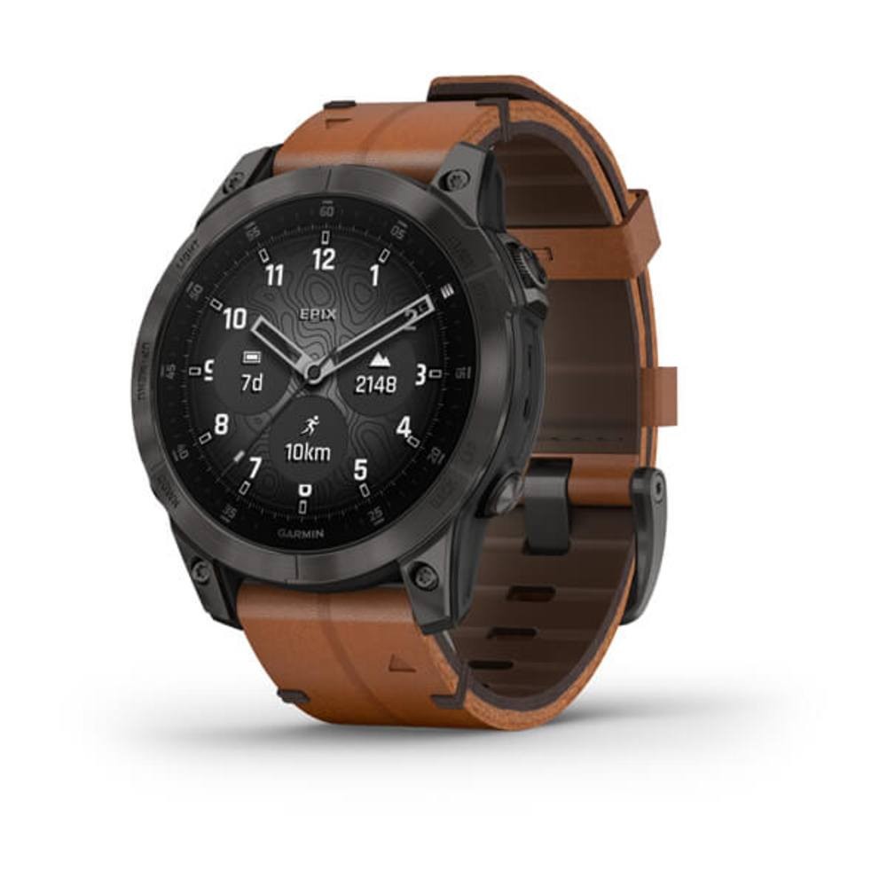 Garmin EPIX GEN 2 Black Titanium Leather Brown Sapphire 47mm 010-02582-30