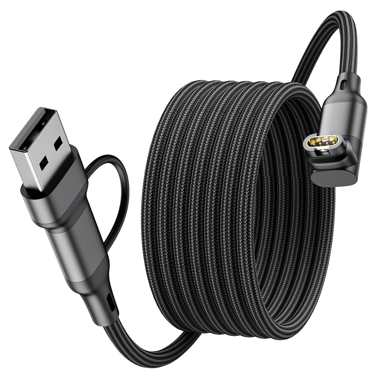 2-in-1 Charger Cable for Garmin Watch, L-Shape USB C Charging Power Cord 6.6ft