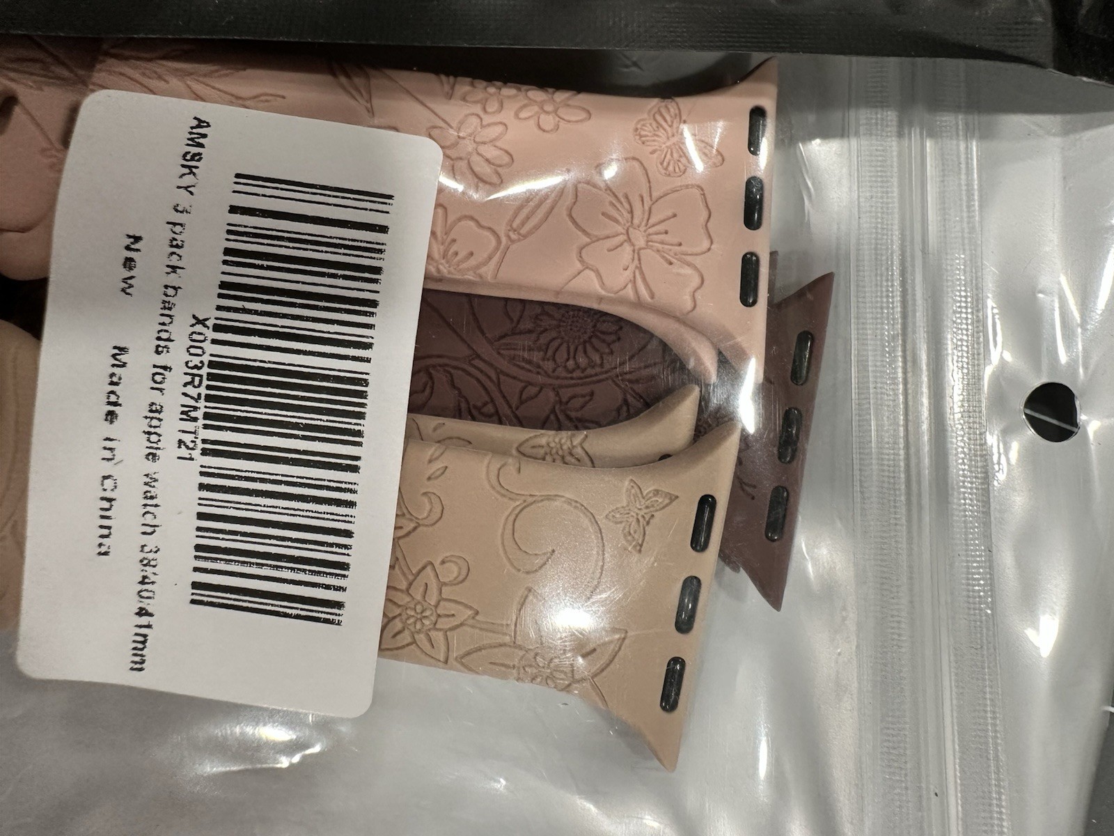 6 New apple Watch Bands, 3 Are Woven, 3 Are Rubber With A Floral Design 38,40,41