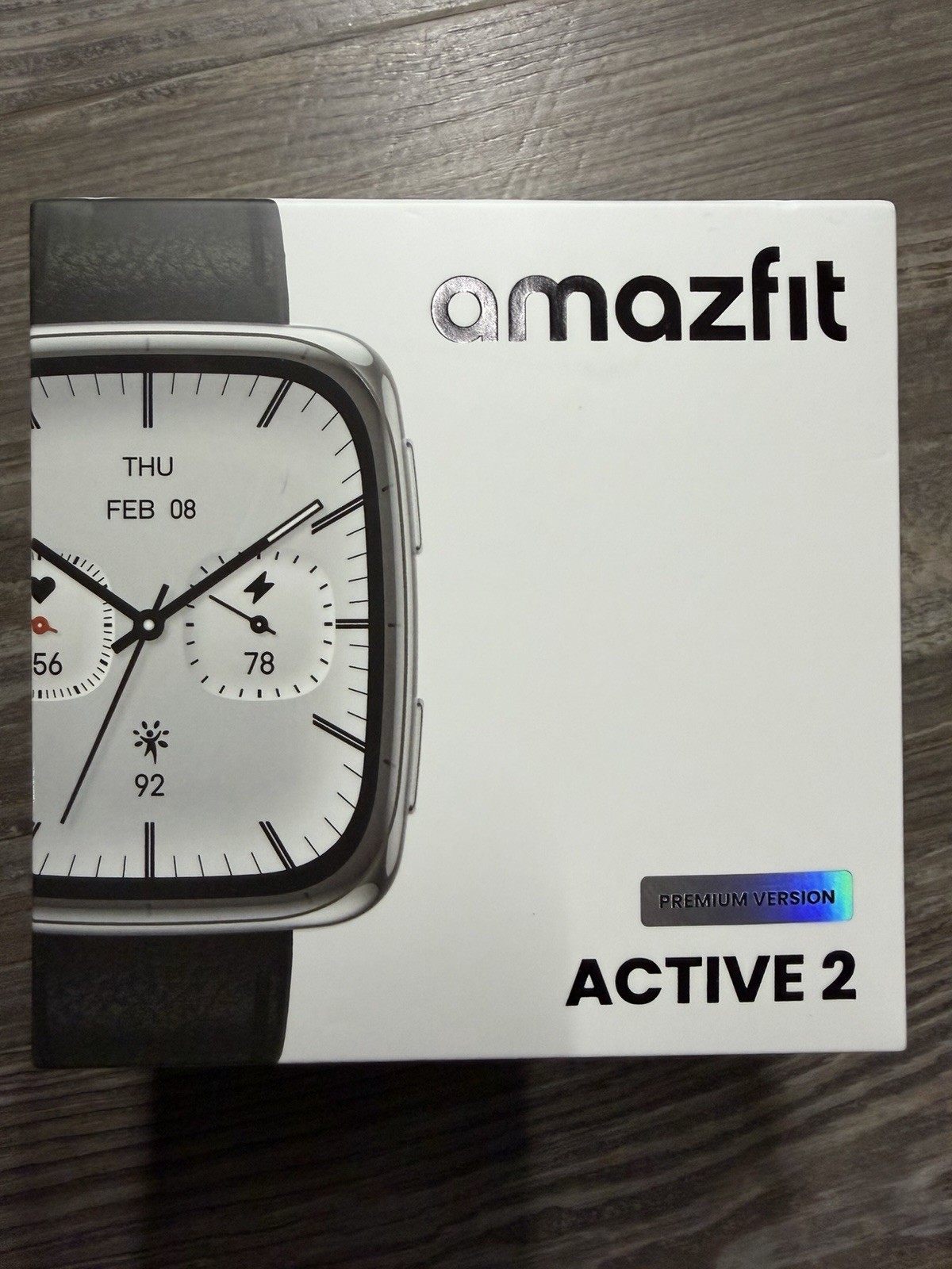 Amazfit Active 2 Premium Smart Watch (Square) 10 Day Battery, Black Leather NEW