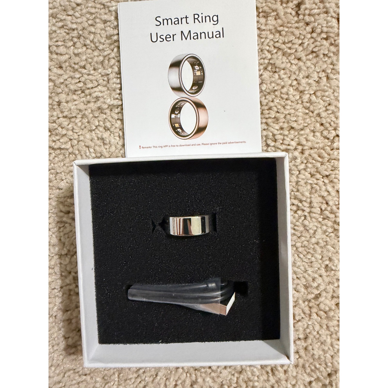 MERNEUO Smart Ring Health Fitness Tracker Heart Rate Sleep Silver Size 8 NEW